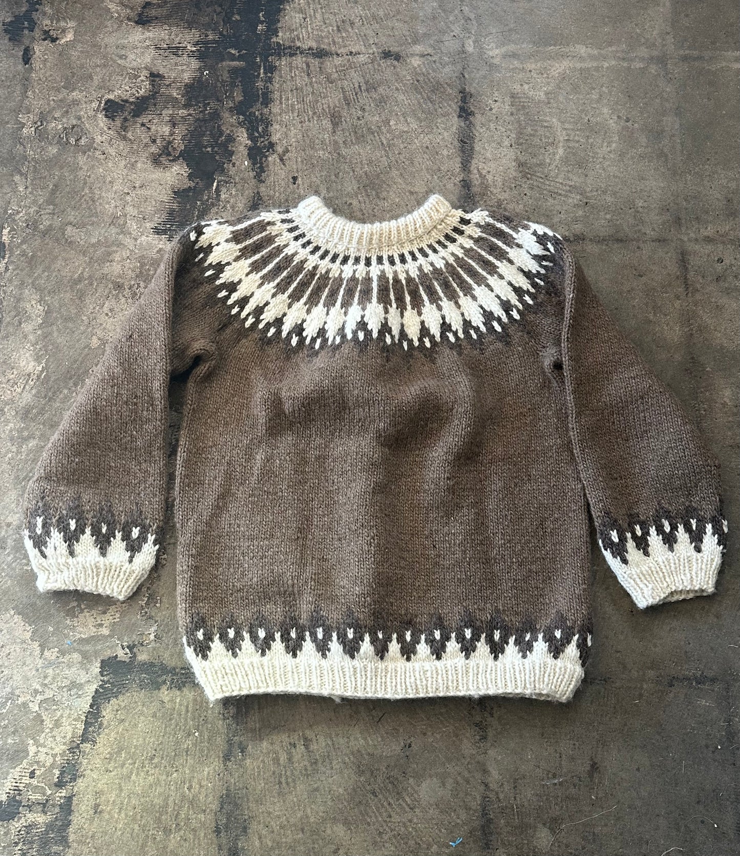 Brown + Cream Wool Knit Sweater
