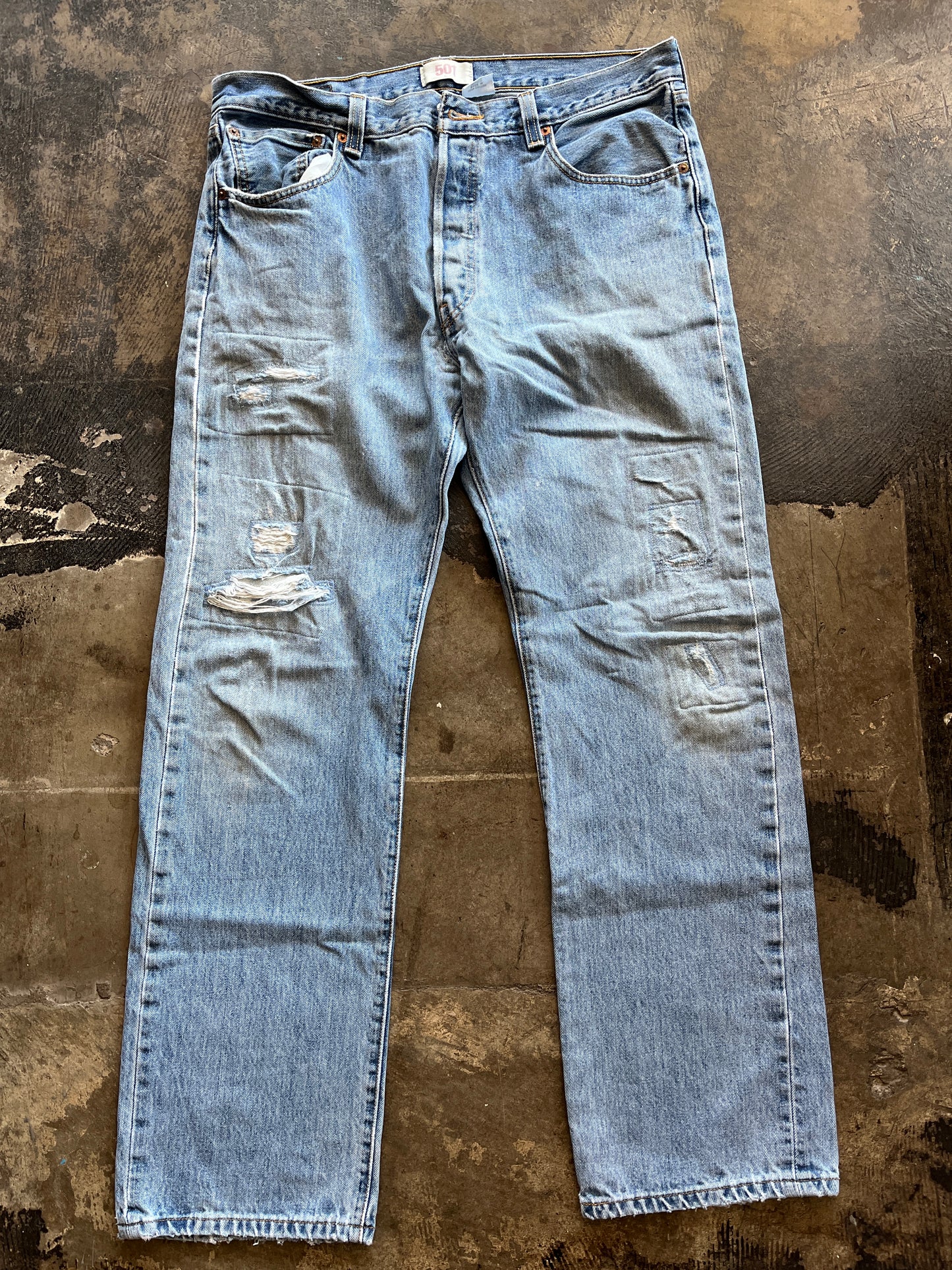 Distressed Levi 501 Jeans