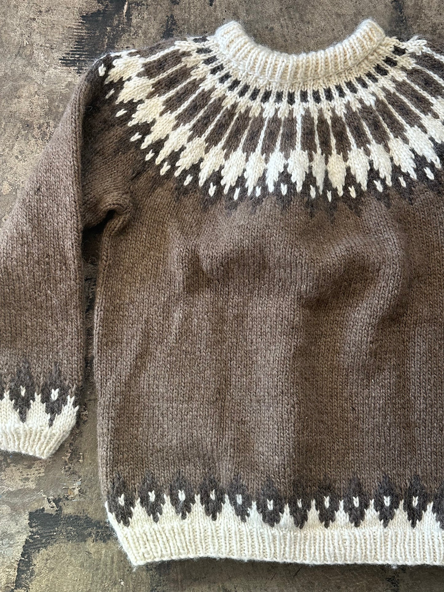 Brown + Cream Wool Knit Sweater
