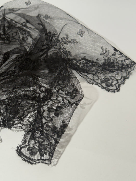 Black Sheer Lace Scarf