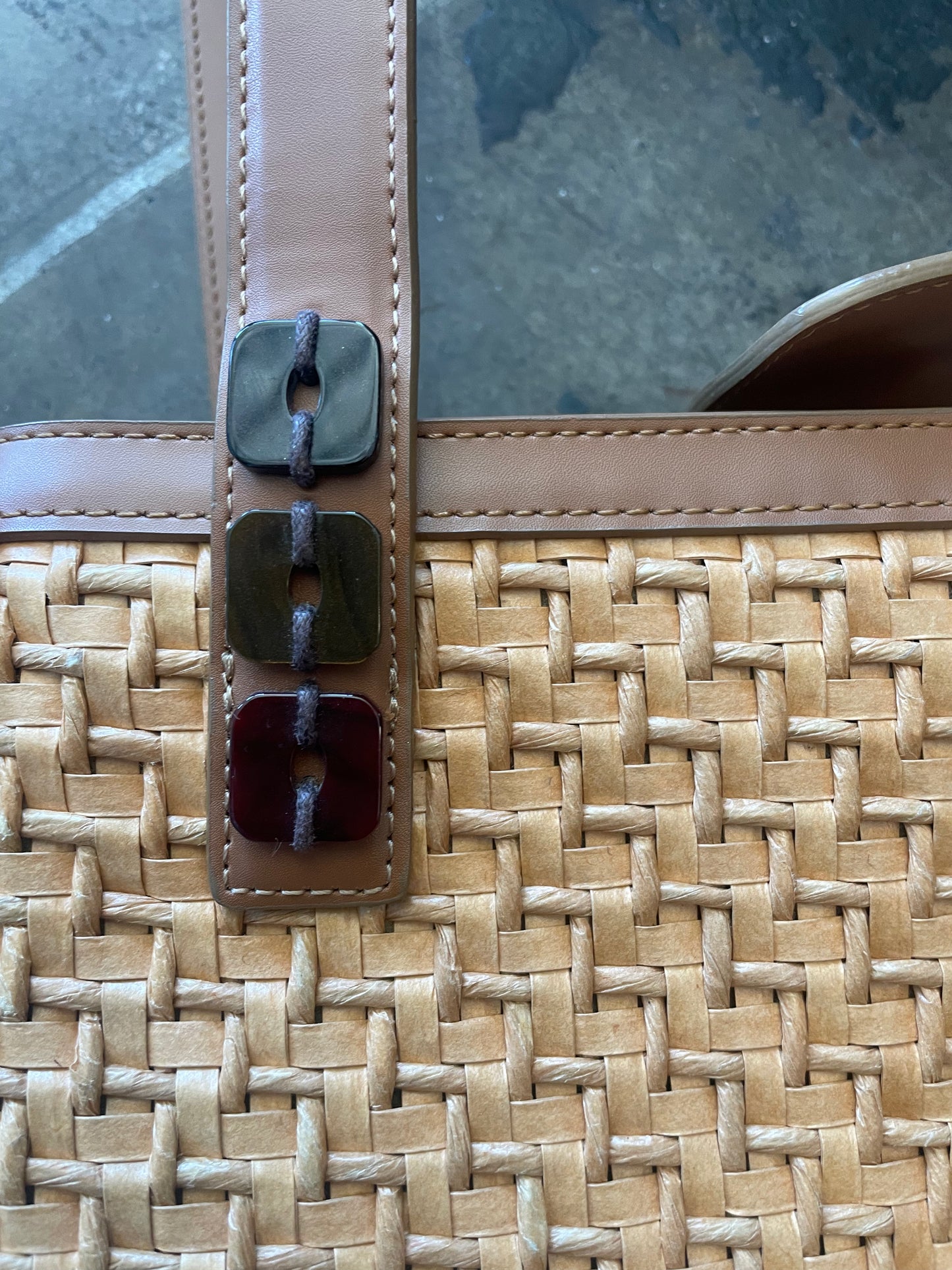Tan Woven Leather Shoulder Bag