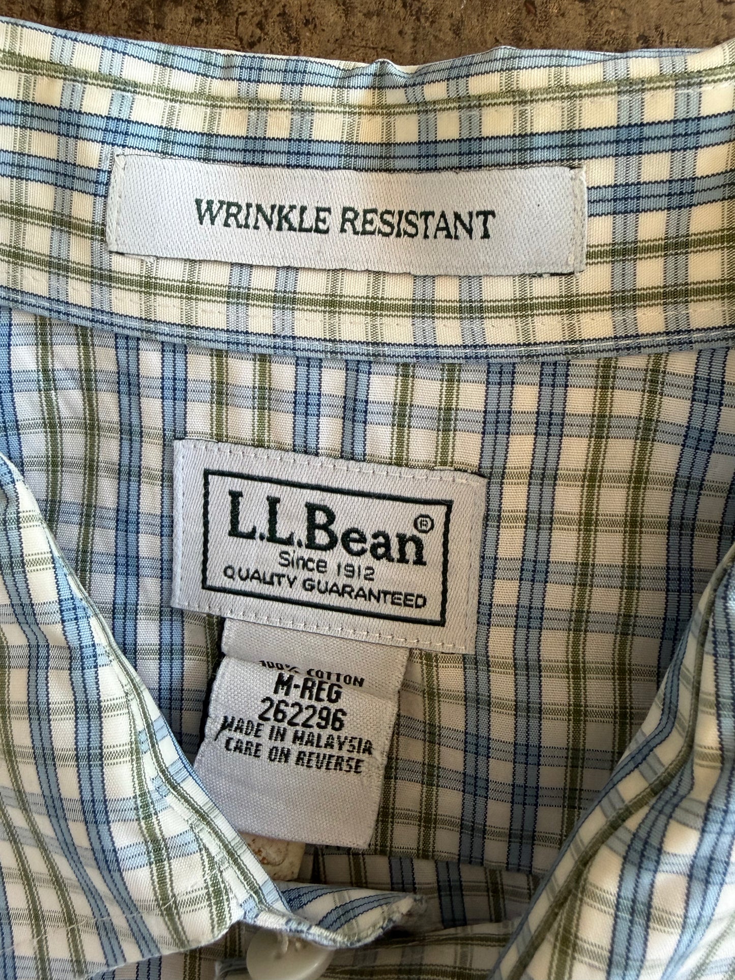 Blue + Green LL Bean Plaid Short Sleeve Button Up