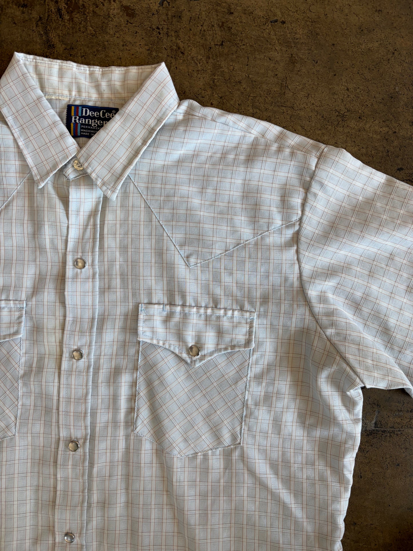 Pastel Textured Plaid Short Sleeve Pearl Snap
