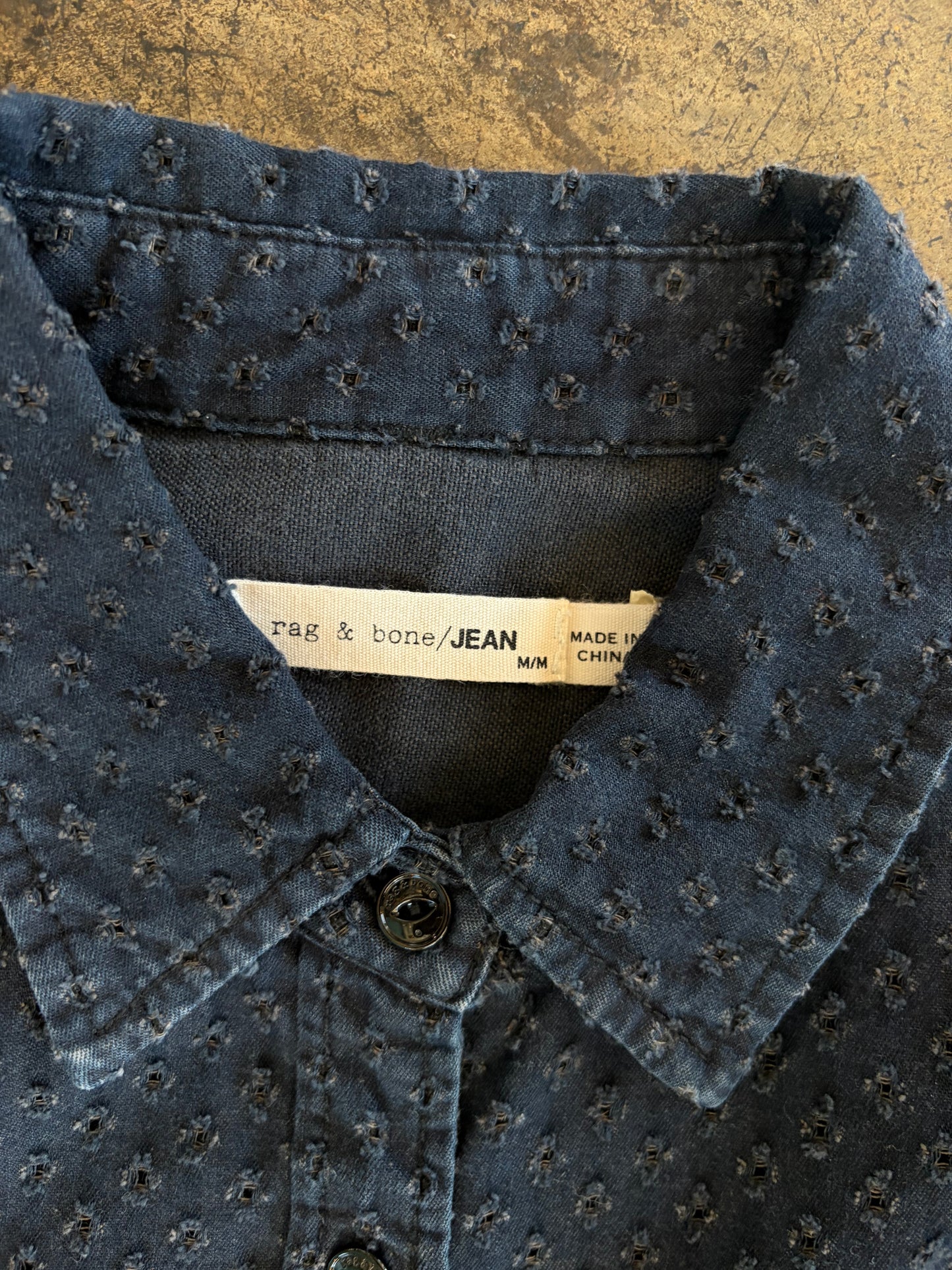 Navy Textured Button Down