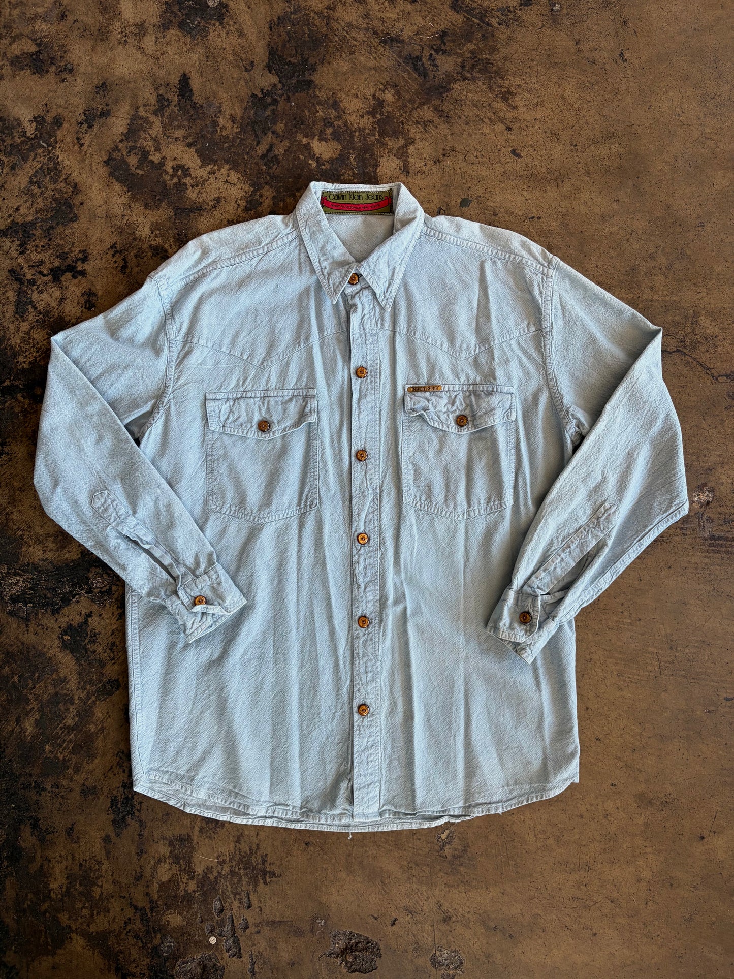 Calvin Klein Jeans Baby Blue Cotton Button Up