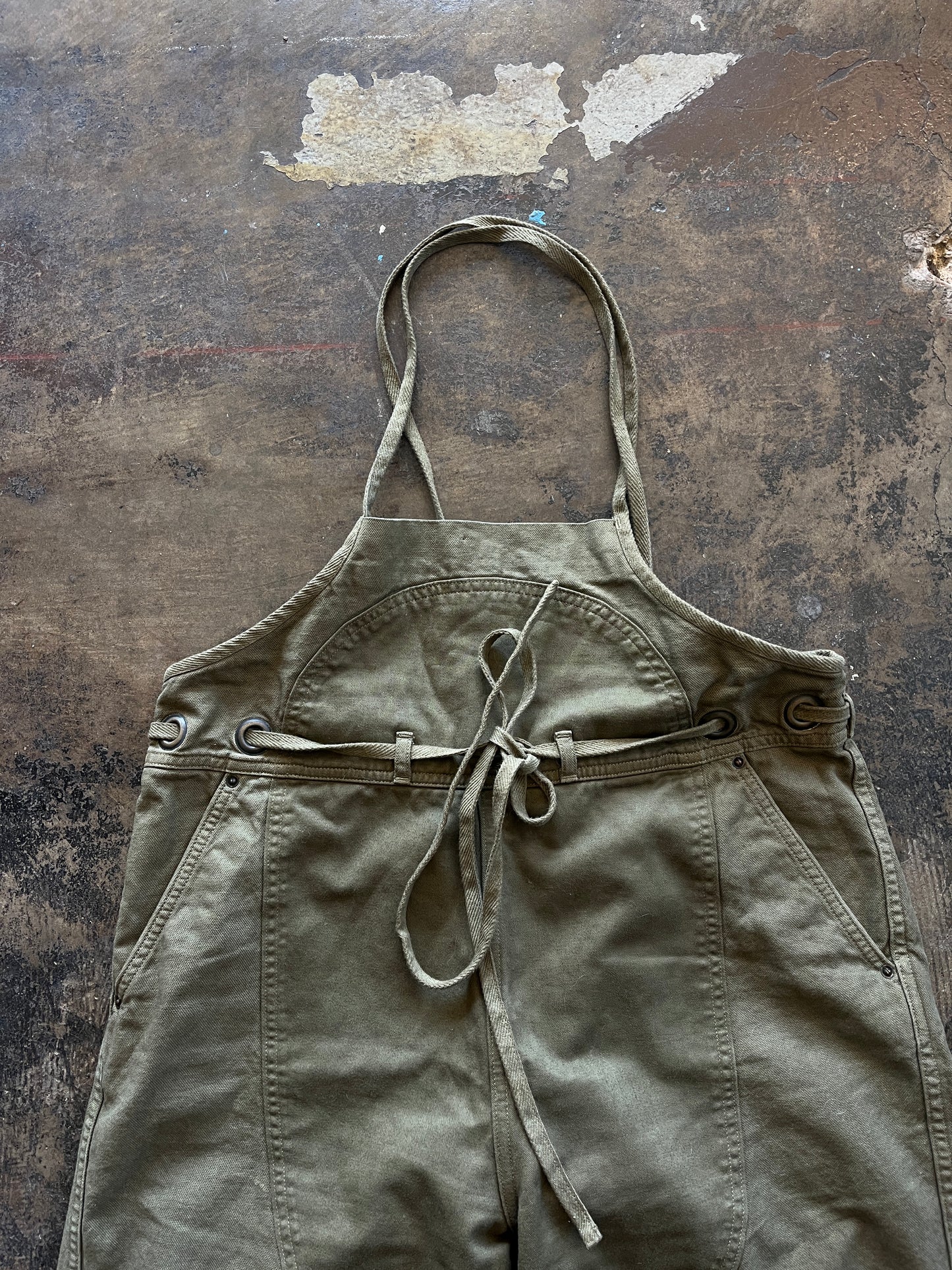 Kapital Olive Overall Linen Jumpsuit