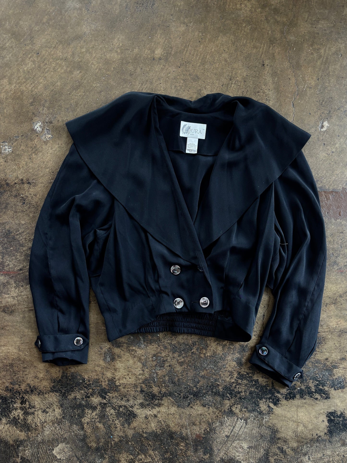 Black Ruffle Button Front Over Shirt