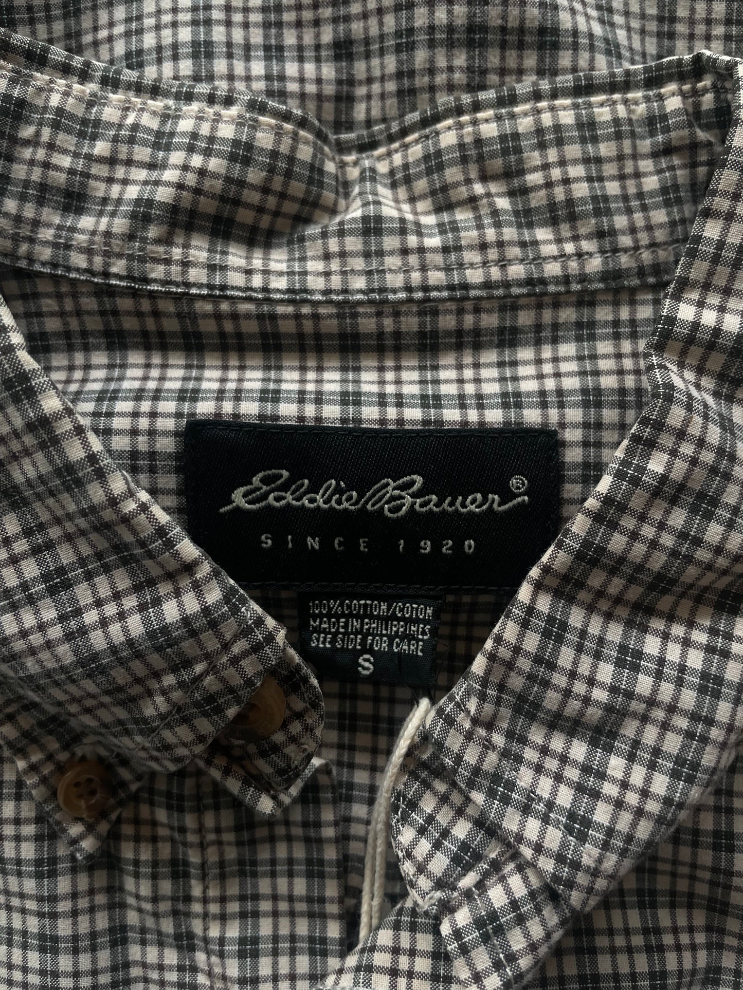 Eddie Bauer Neutral Plaid Button Up