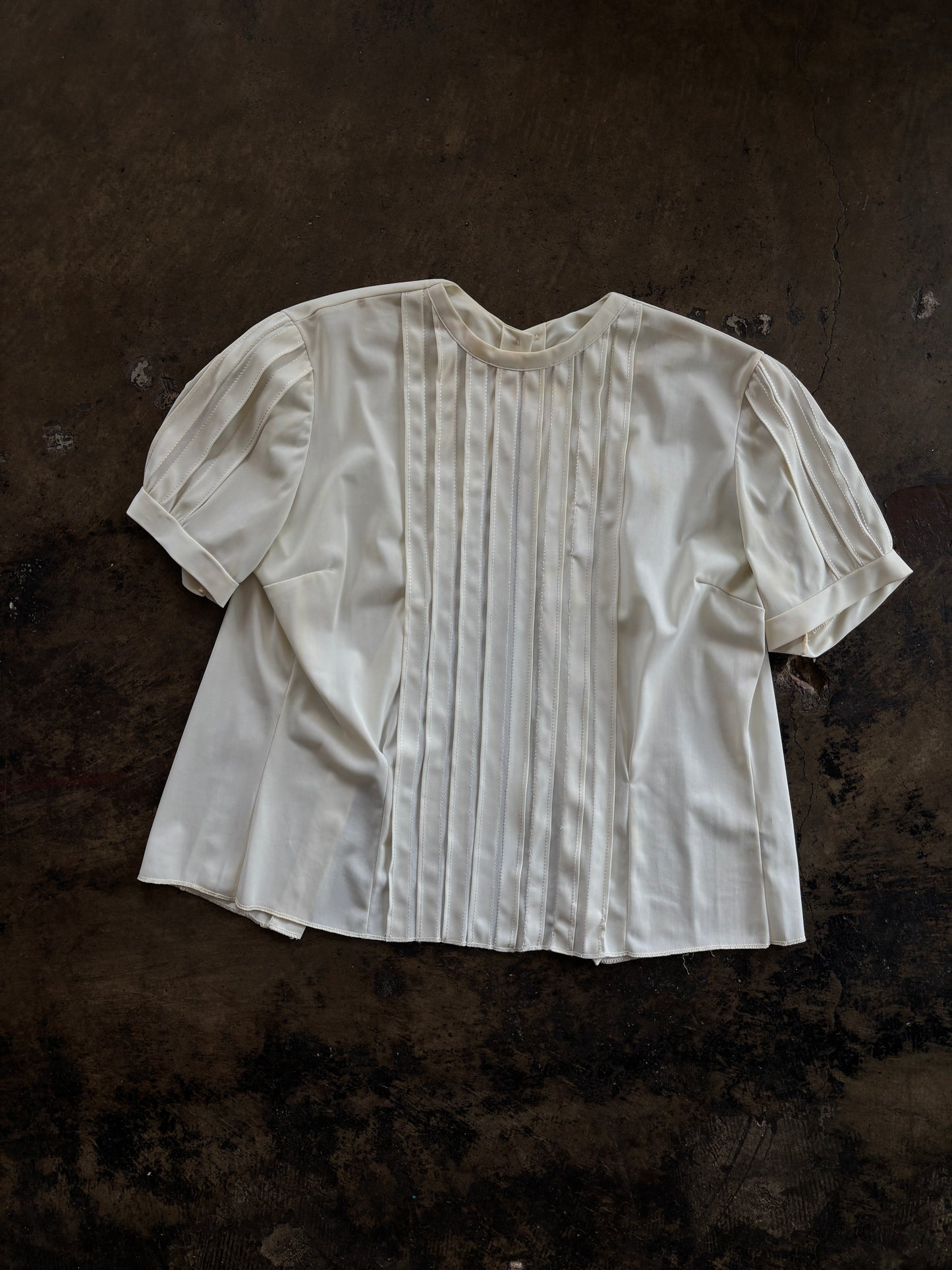 Cream Pleated Front Blouse