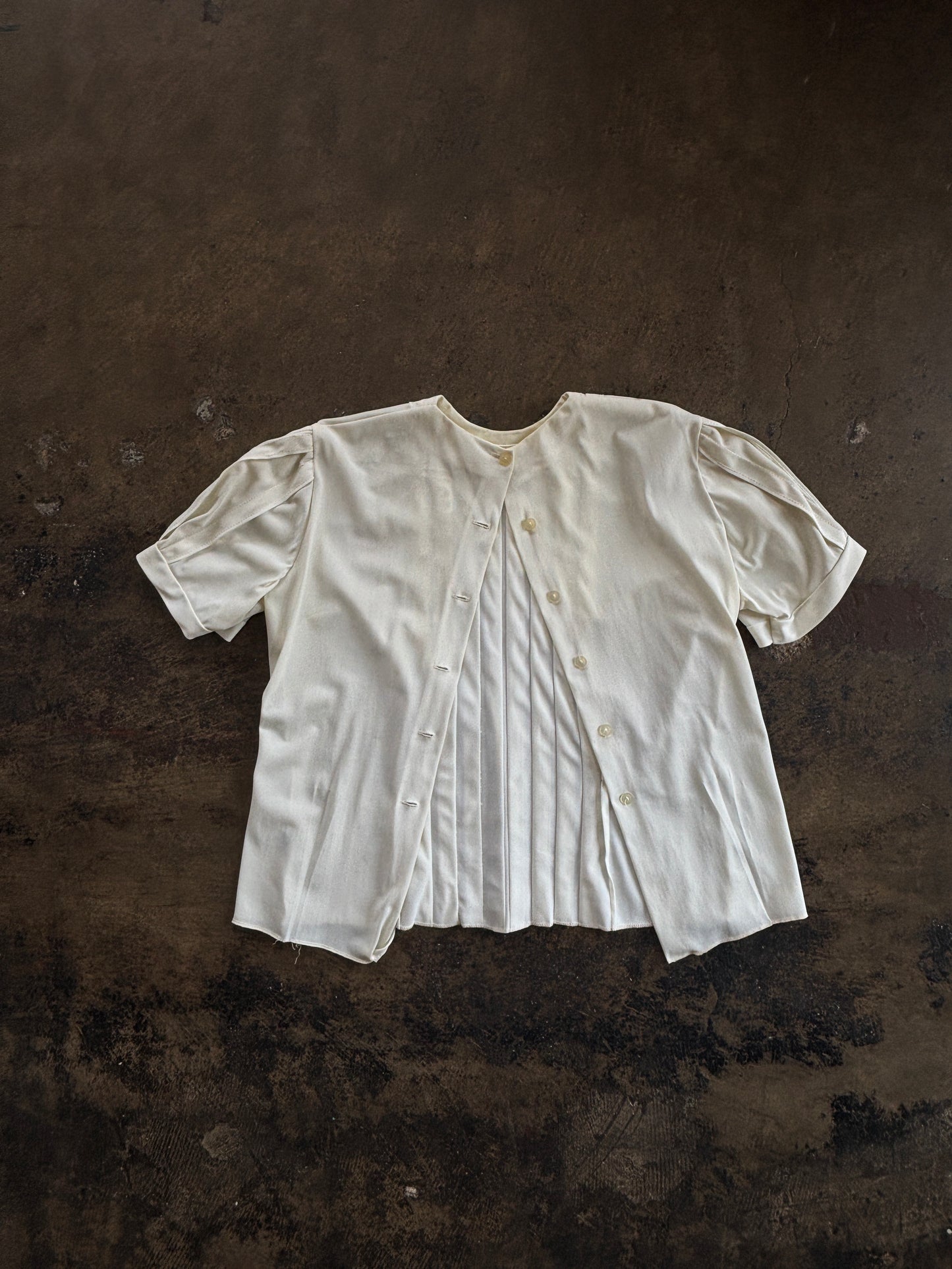 Cream Pleated Front Blouse