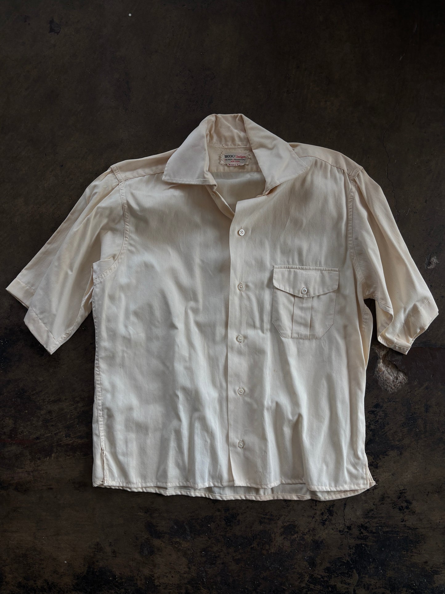 Cream Brooks Short Sleeve Button Down
