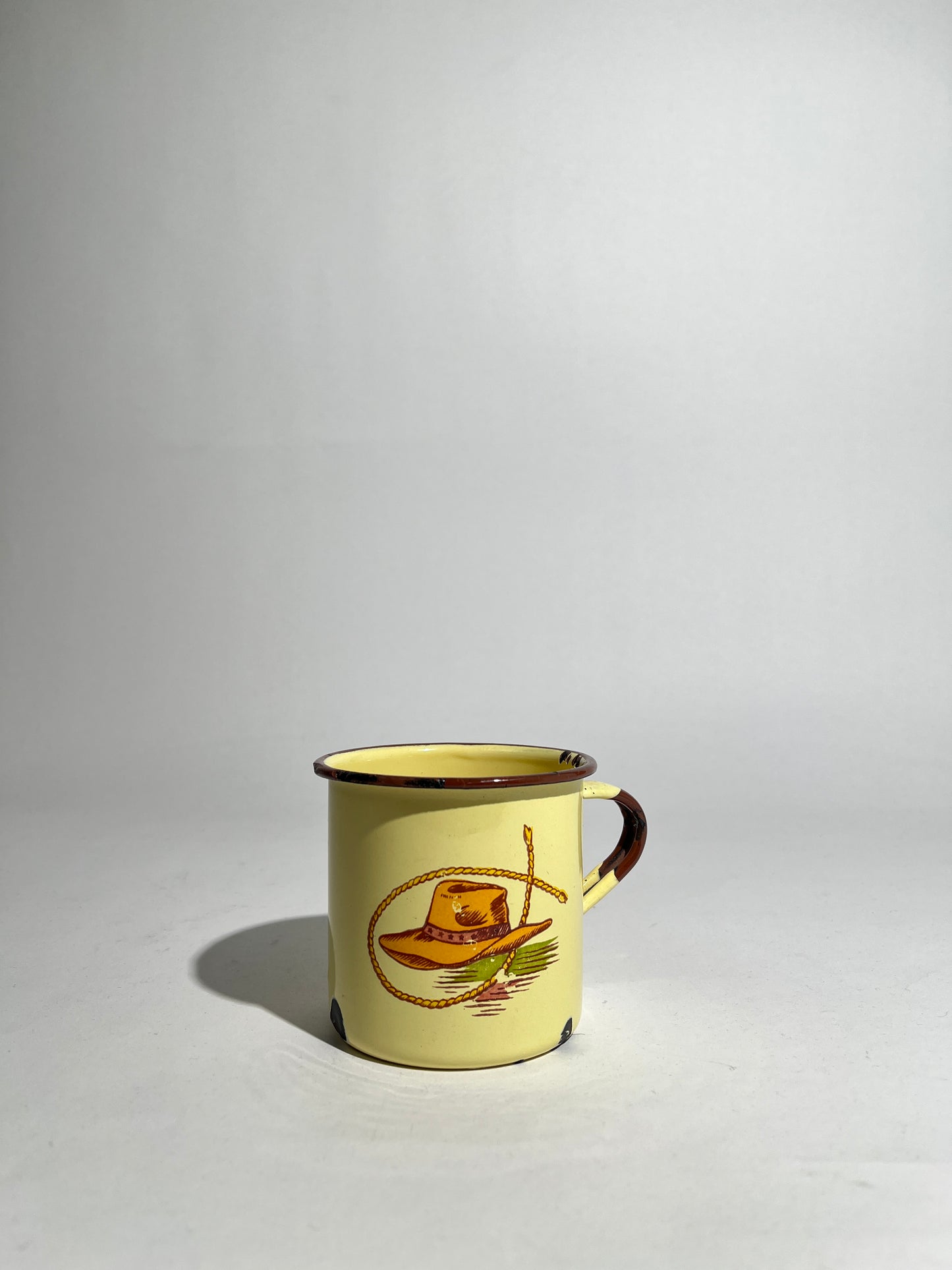 Pale Yellow Cowboy Tin Cup