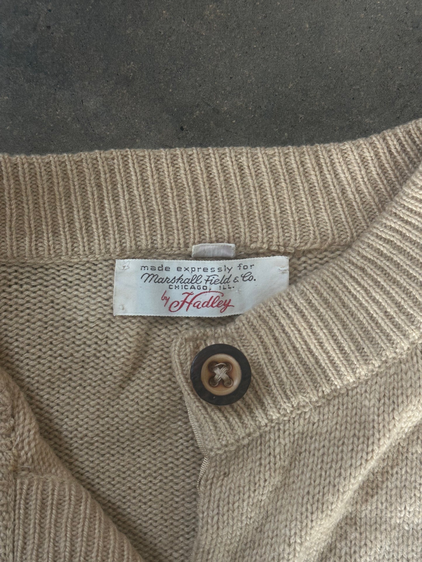 Marshall Field & Co. Tan Button Front Cardigan