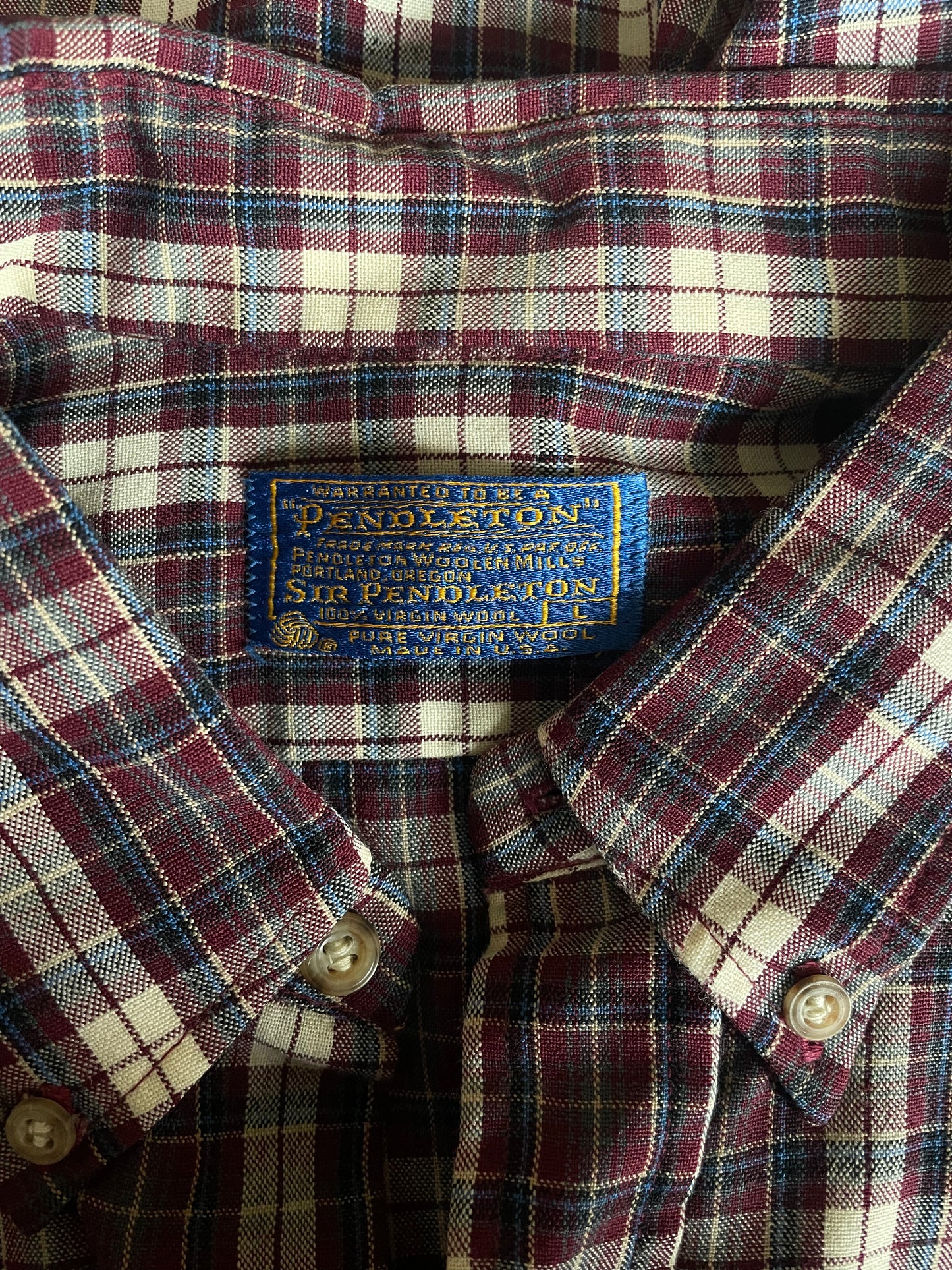 Maroon + Blue Pendleton Flannel Button Down