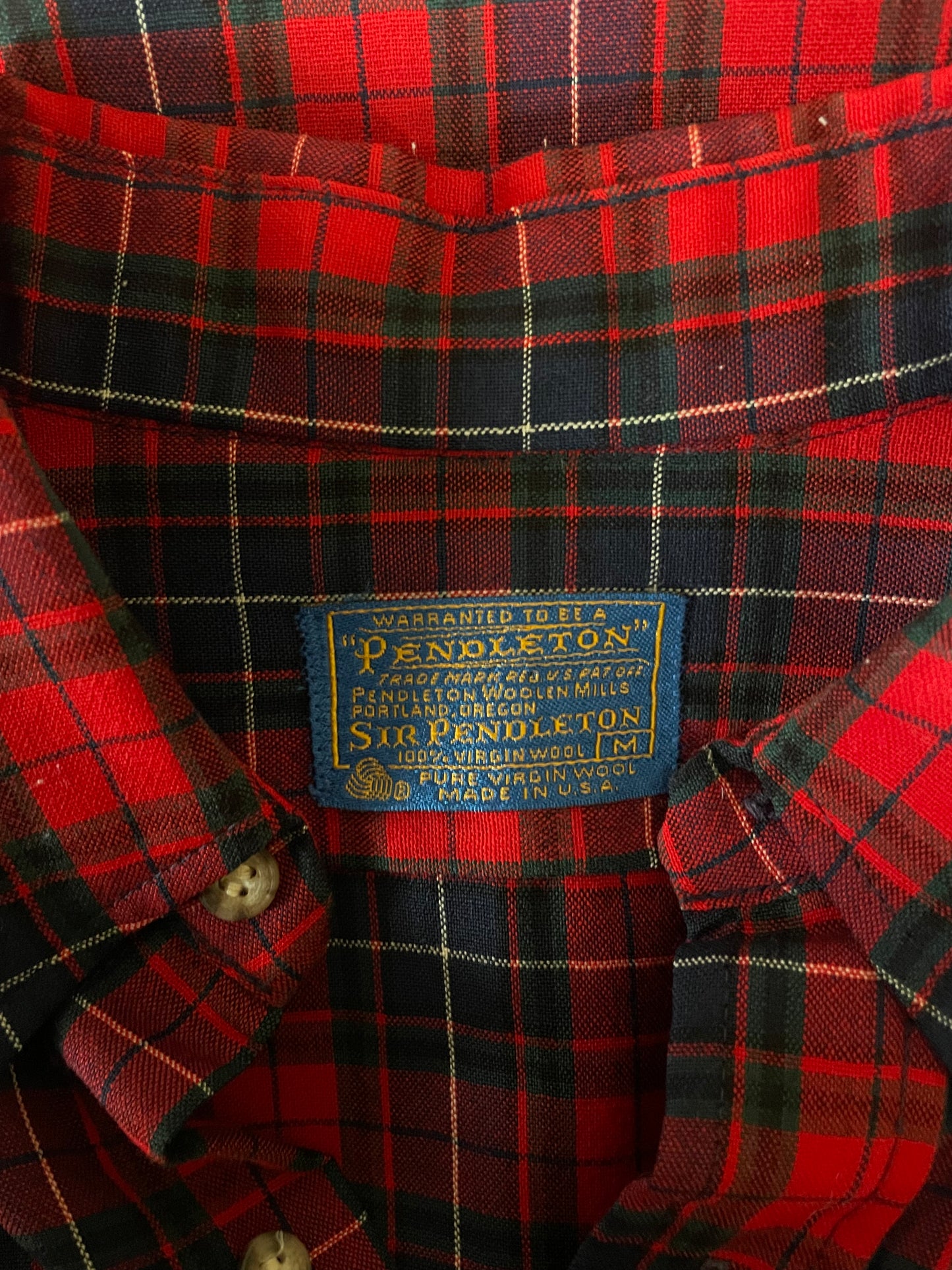 Bright Red + Green Plaid Pendleton Long Sleeve Button Down