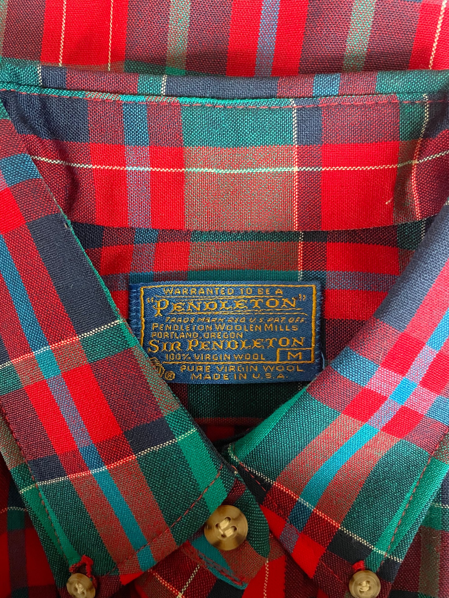 Bright Red + Teal Green Plaid Pendleton Long Sleeve