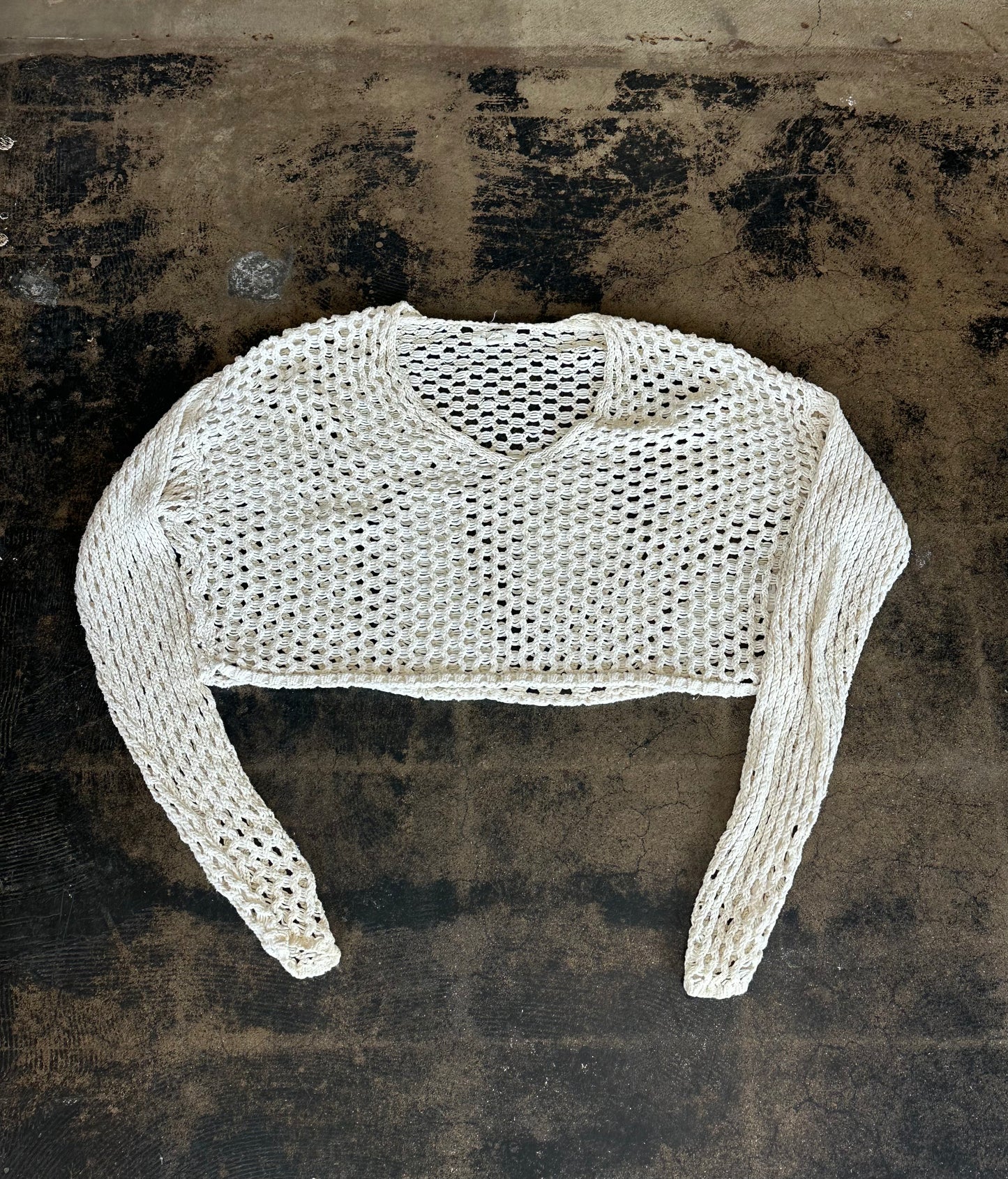 Cream Long Sleeve Knit Crop