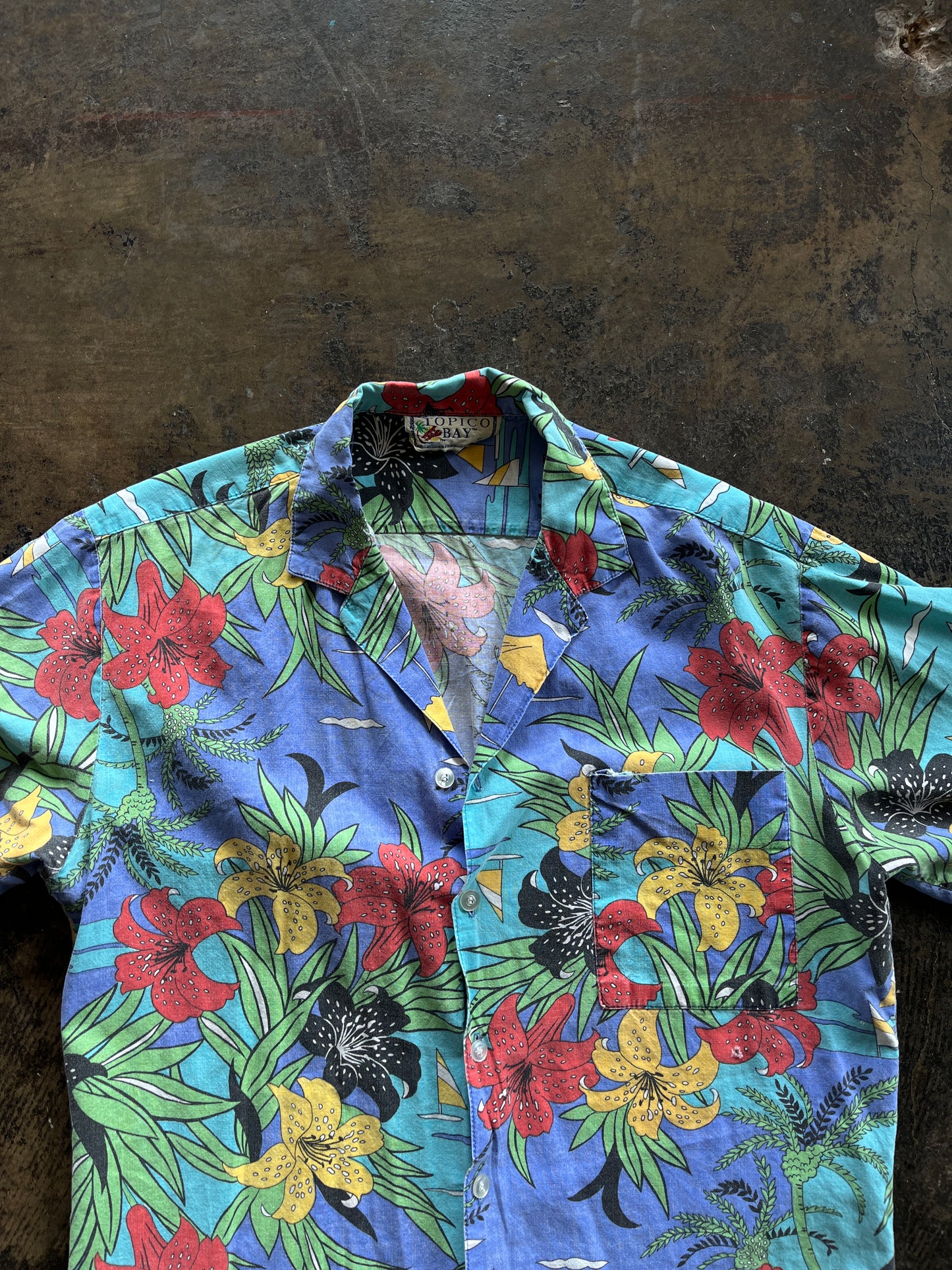 Multicolor Spotted Lily Short Sleeve Button Up