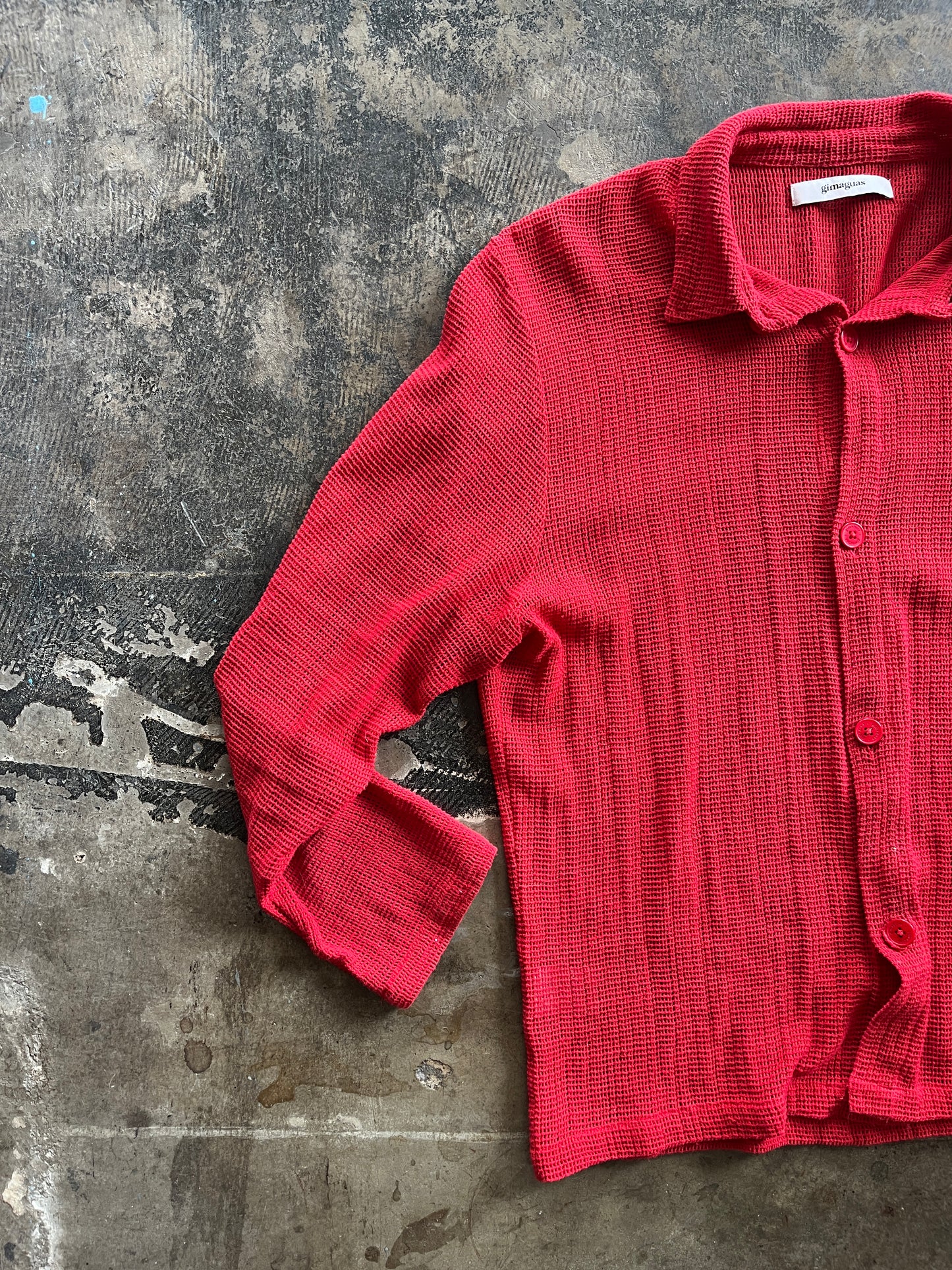 Red Knit Gimaguas Button Up