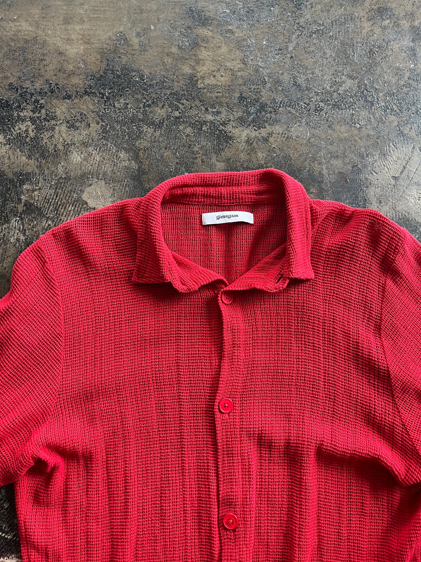 Red Knit Gimaguas Button Up
