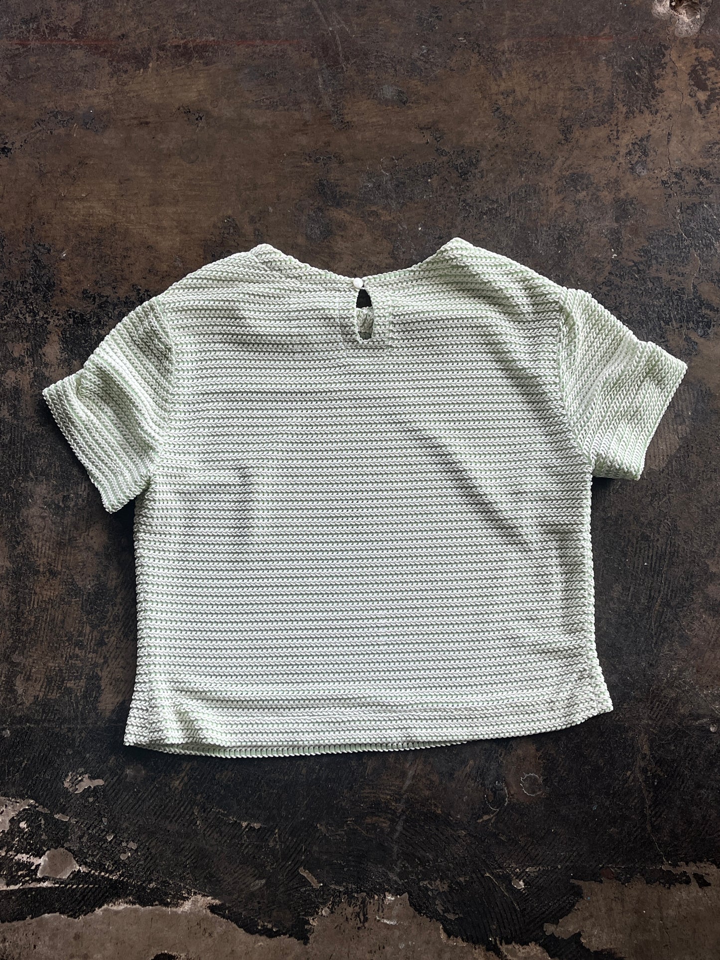 Green + White Knit Shift Top