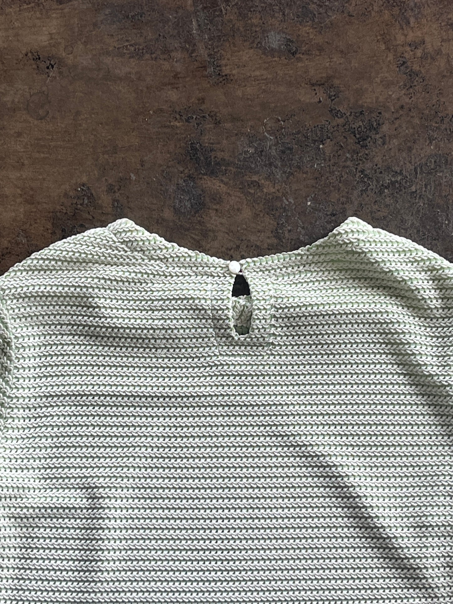 Green + White Knit Shift Top