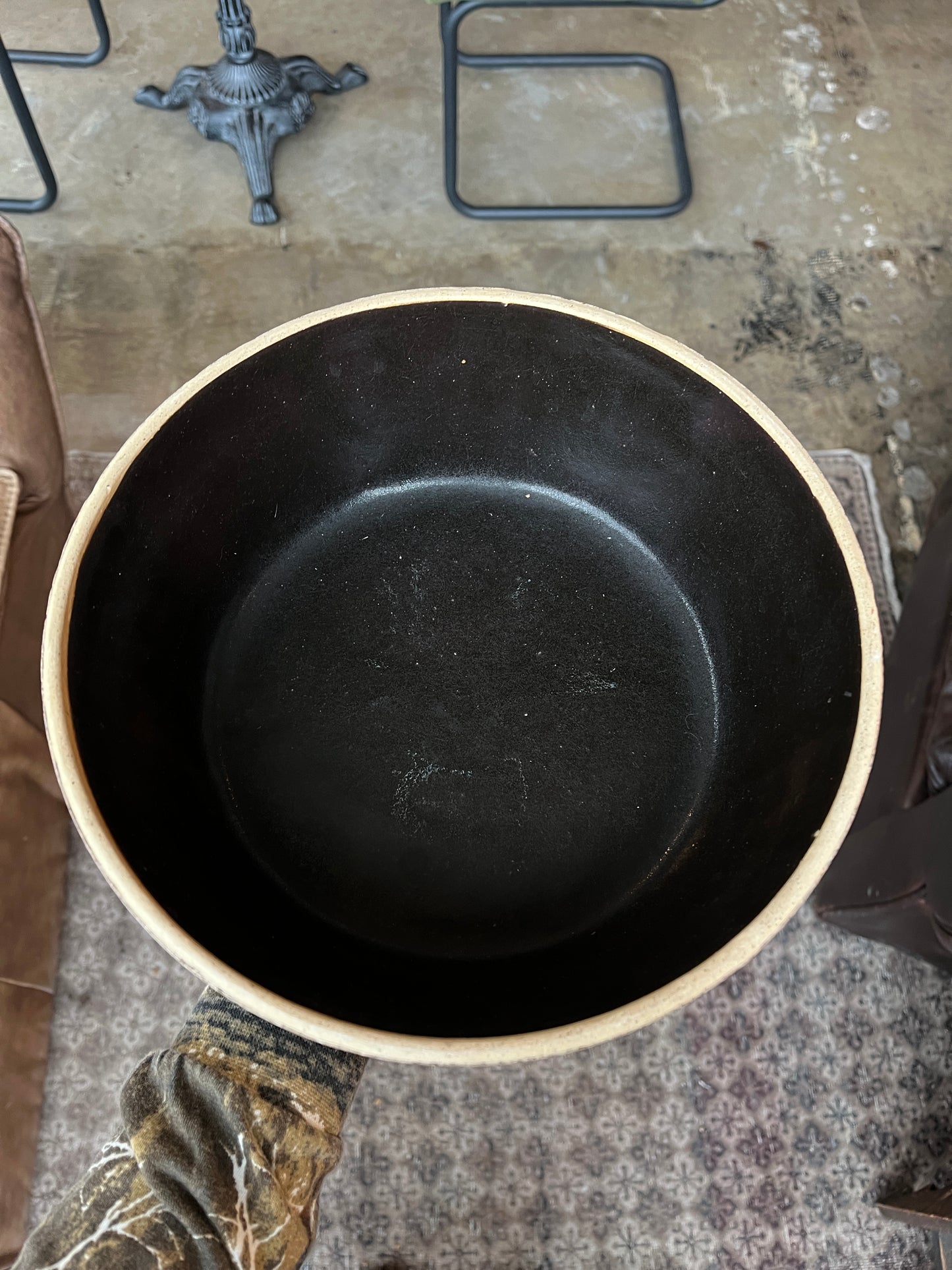 Brown Ceramic Bowl with Black Inside
