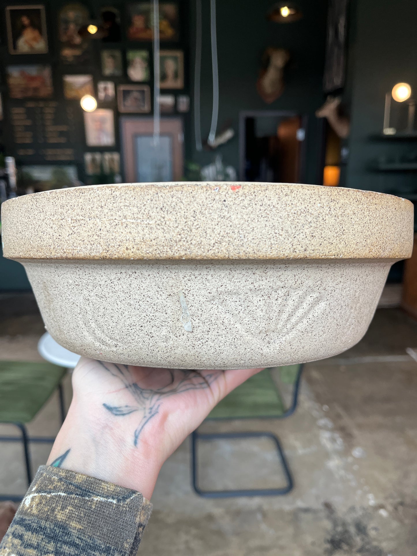 Brown Ceramic Bowl with Black Inside