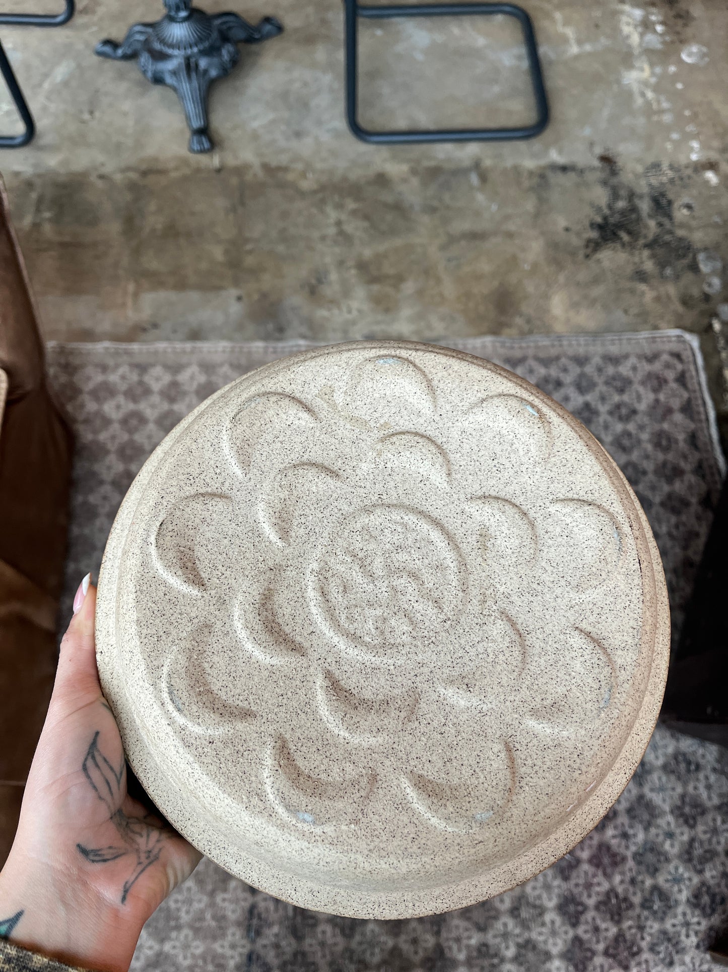 Brown Ceramic Bowl with Black Inside