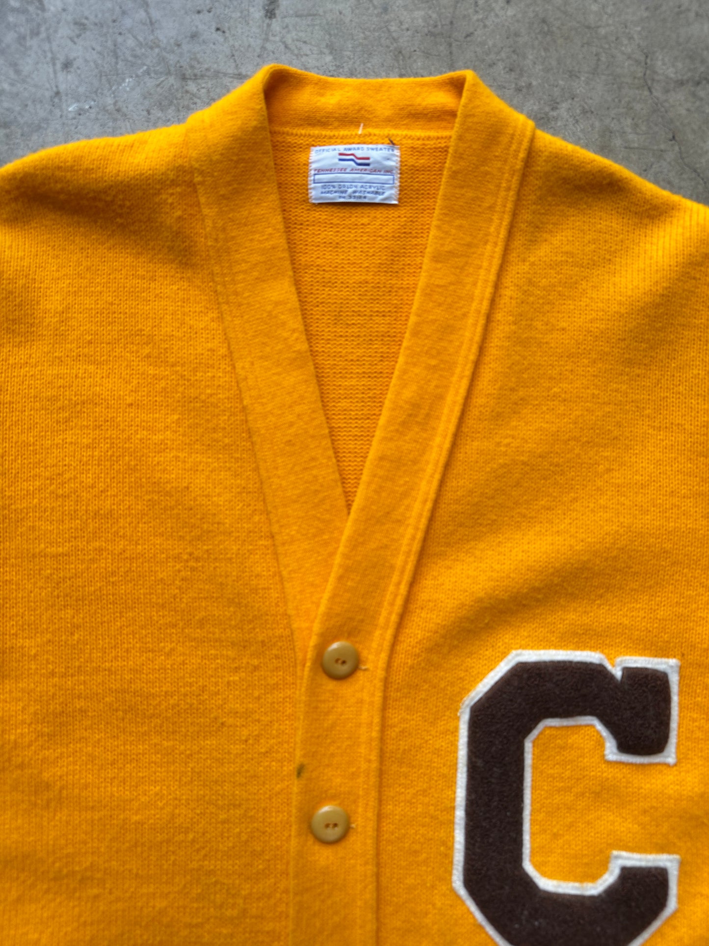 Yellow Varsity C Cardigan