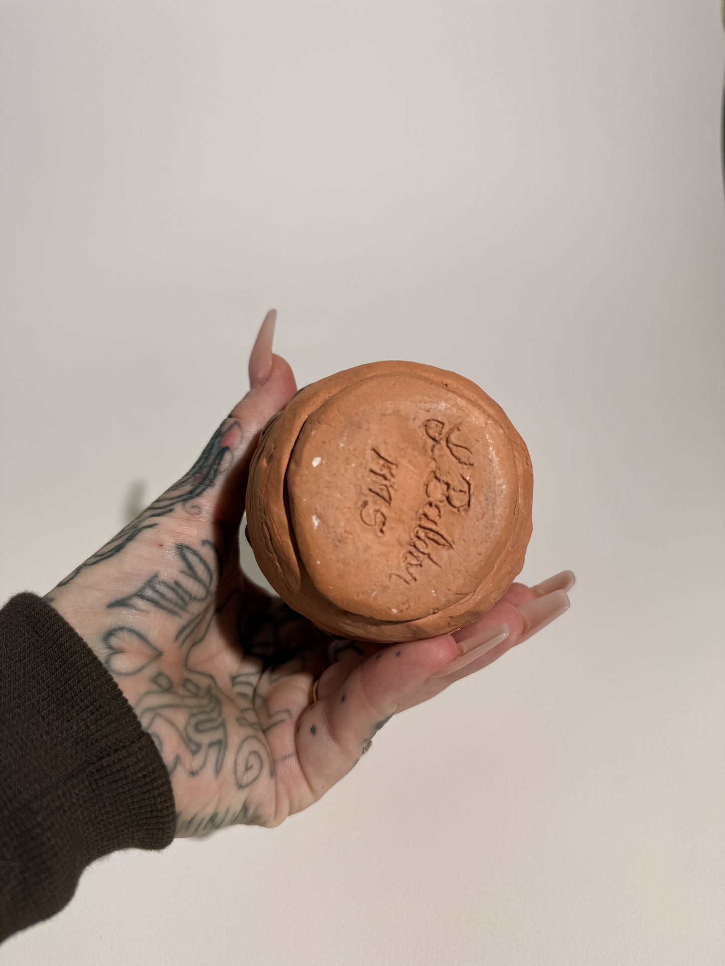 Handmade Terracotta + Green Vase