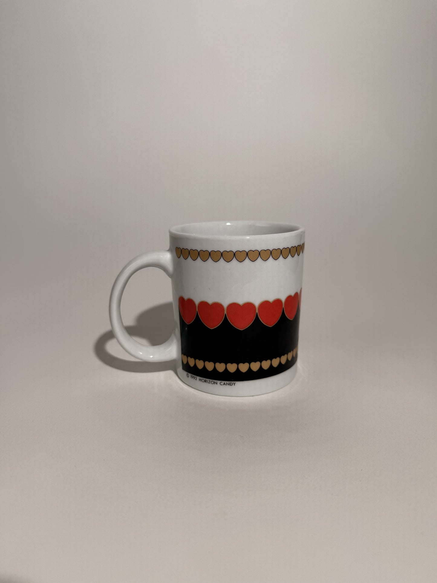 1992 White + Black Ceramic Heart Mug