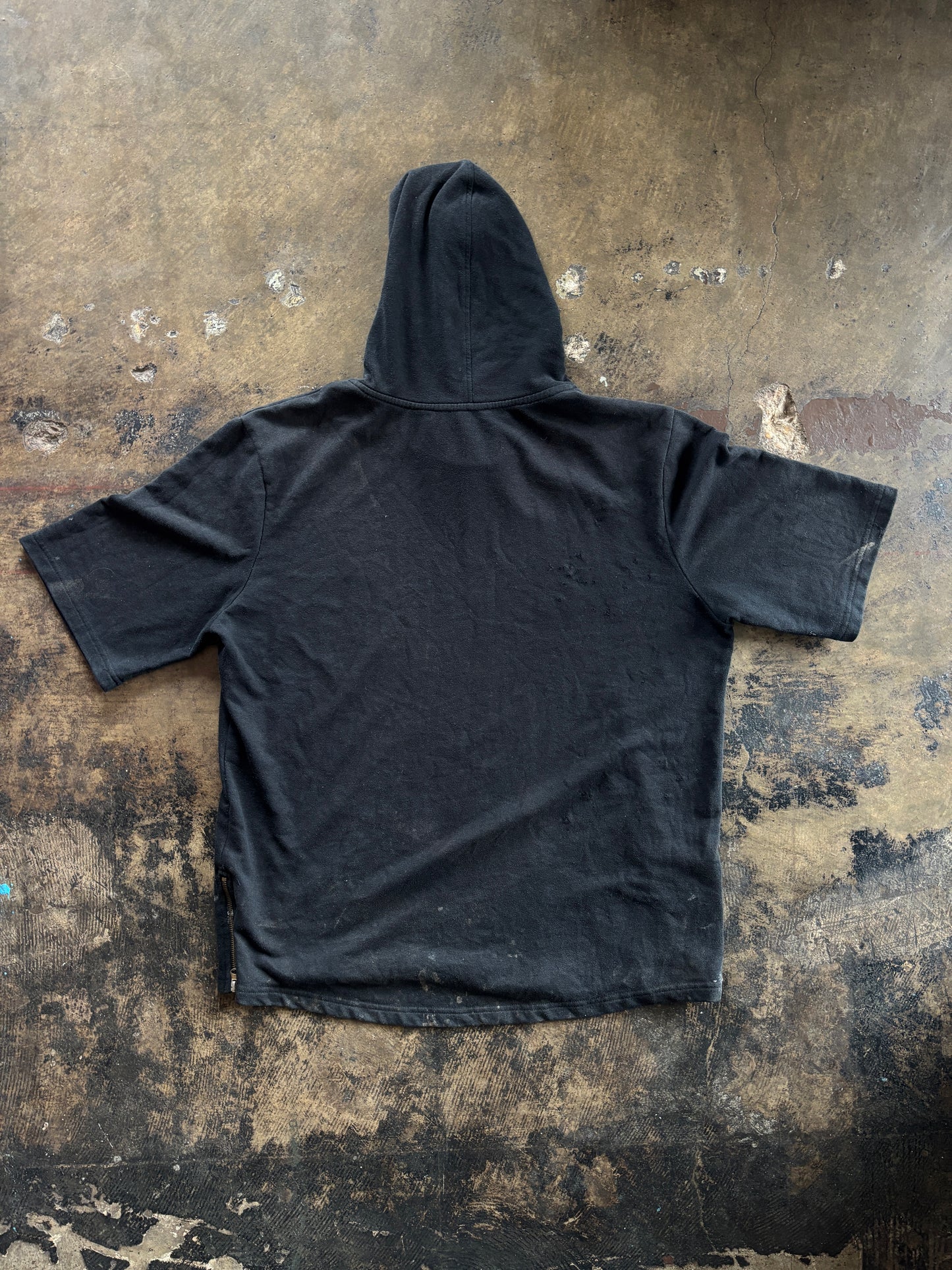 Black Short Sleeve Zipper Hoodie