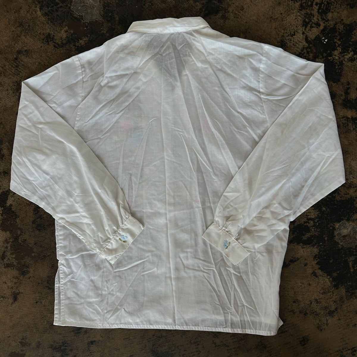 White Hand Stitched Floral Blouse