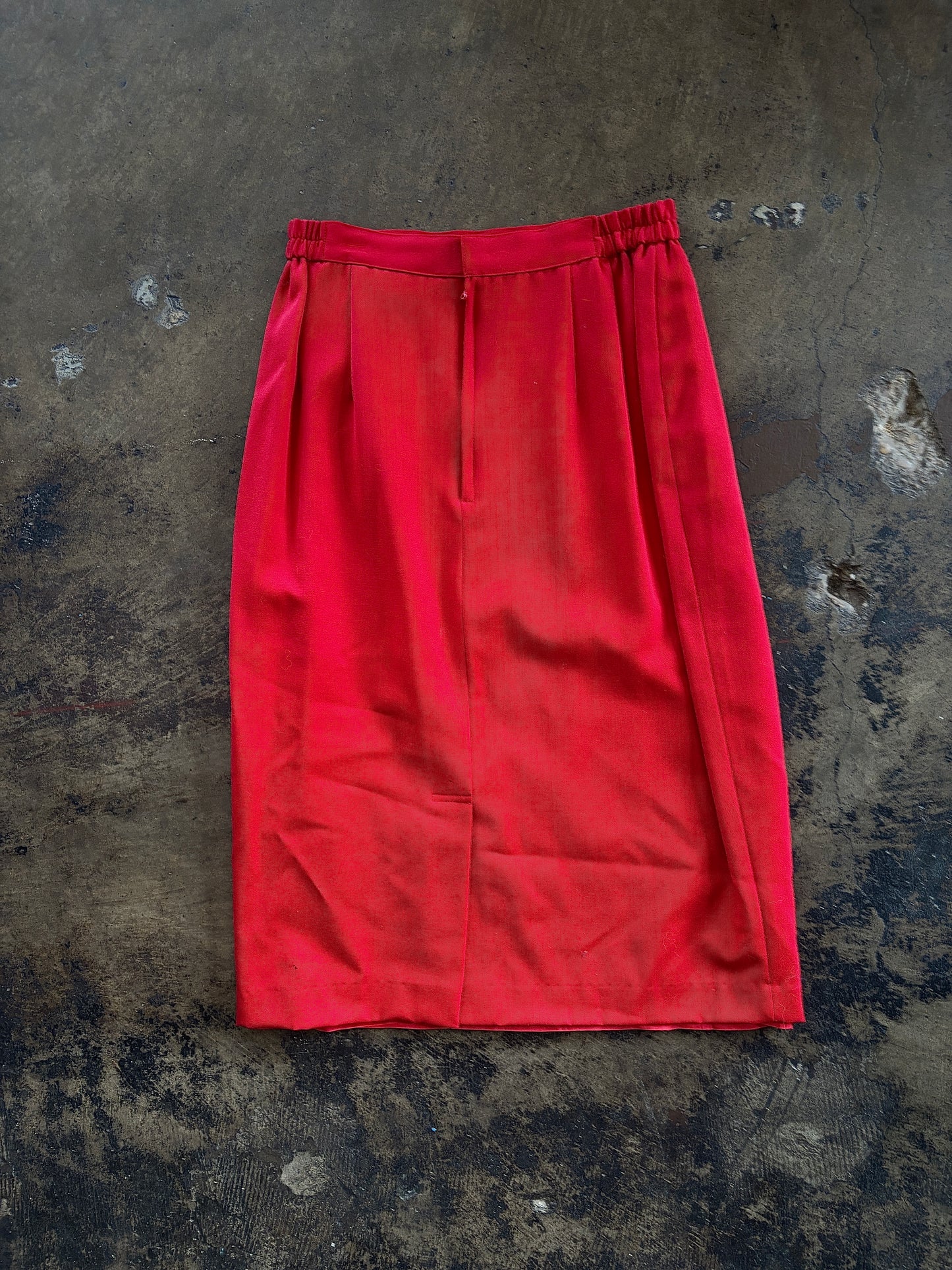 Red Wool Midi Skirt