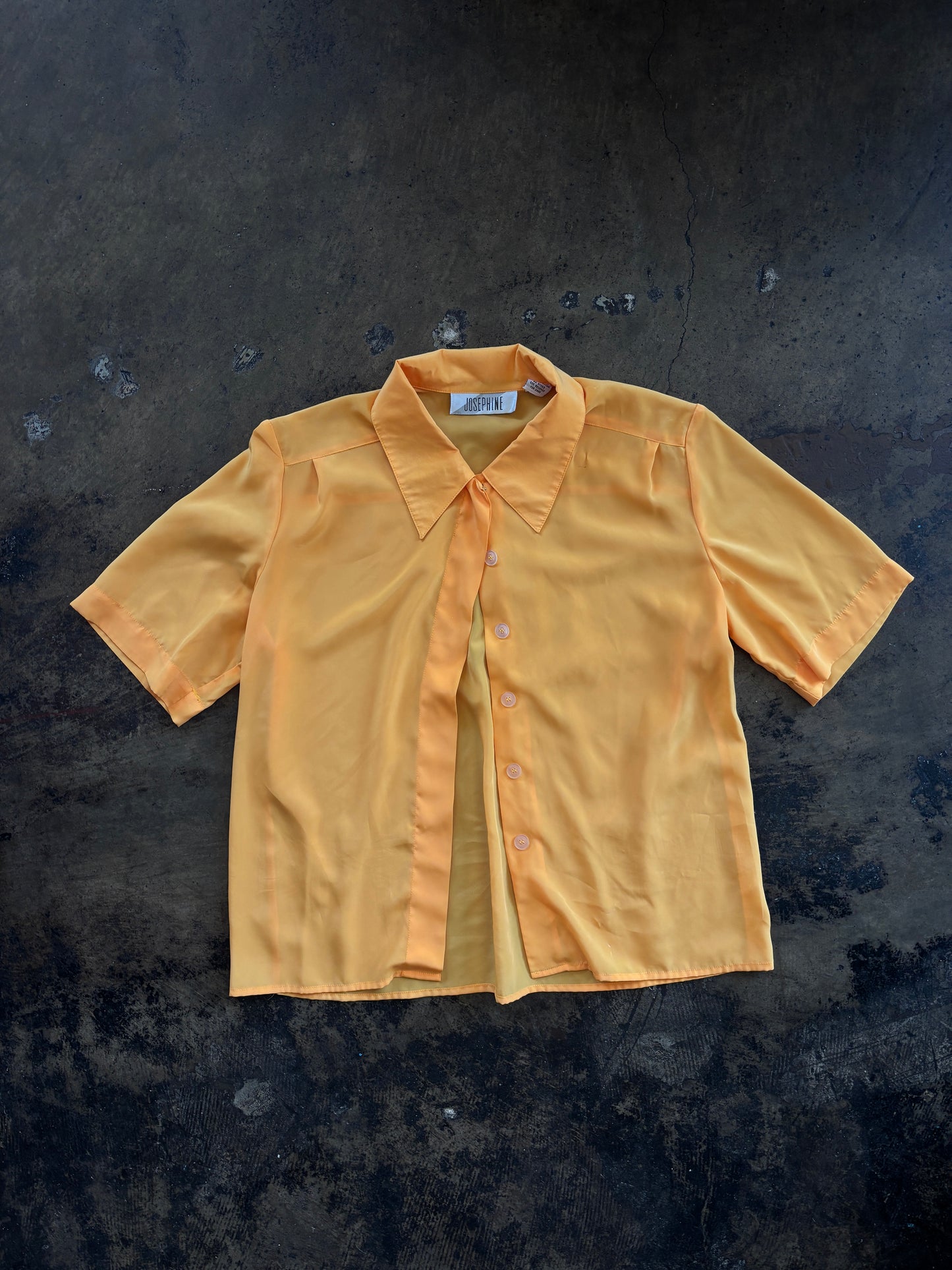 Yellow Short Sleeve Button Up Blouse