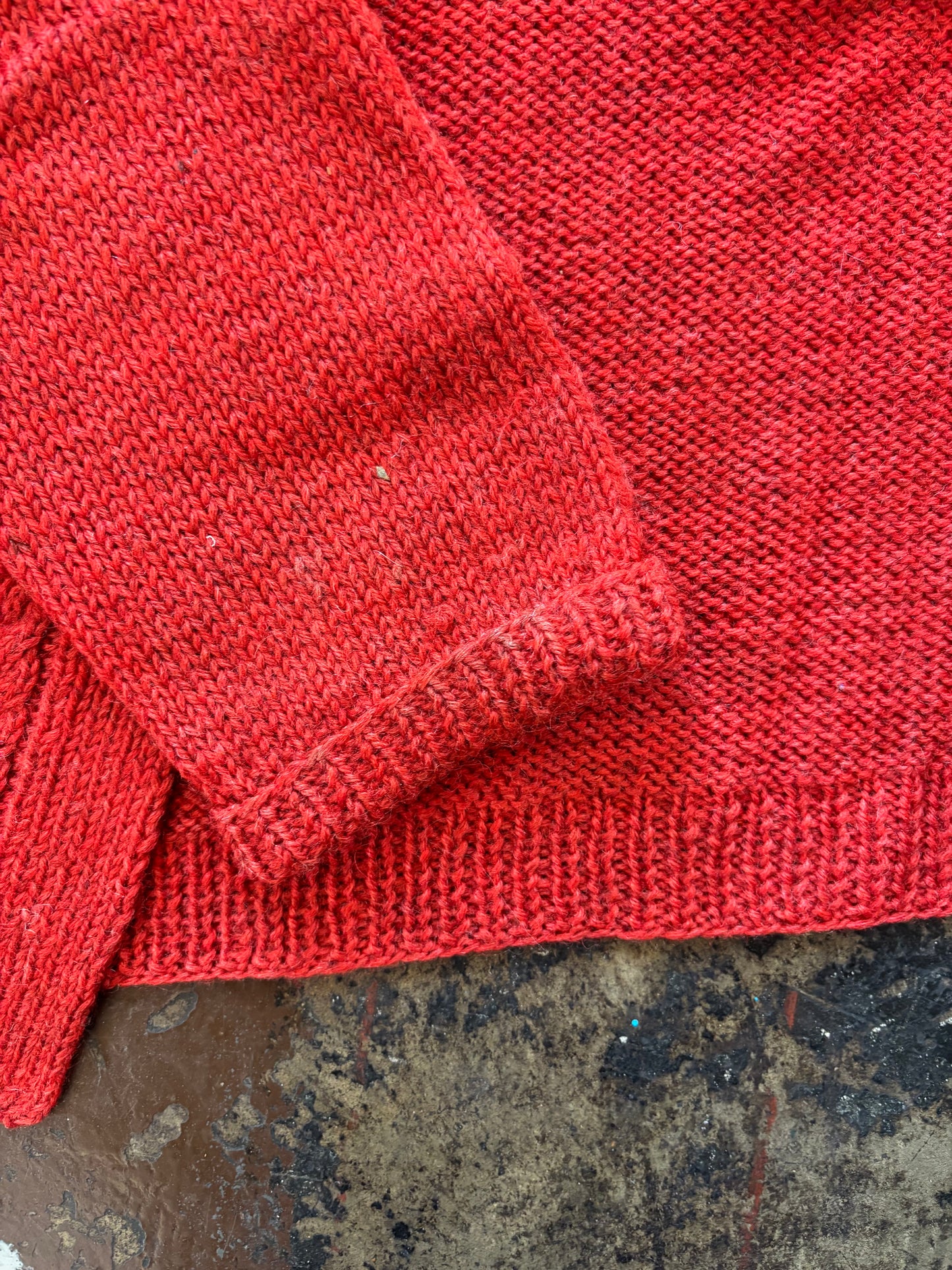 Red Open Front Cable Knit Cardigan