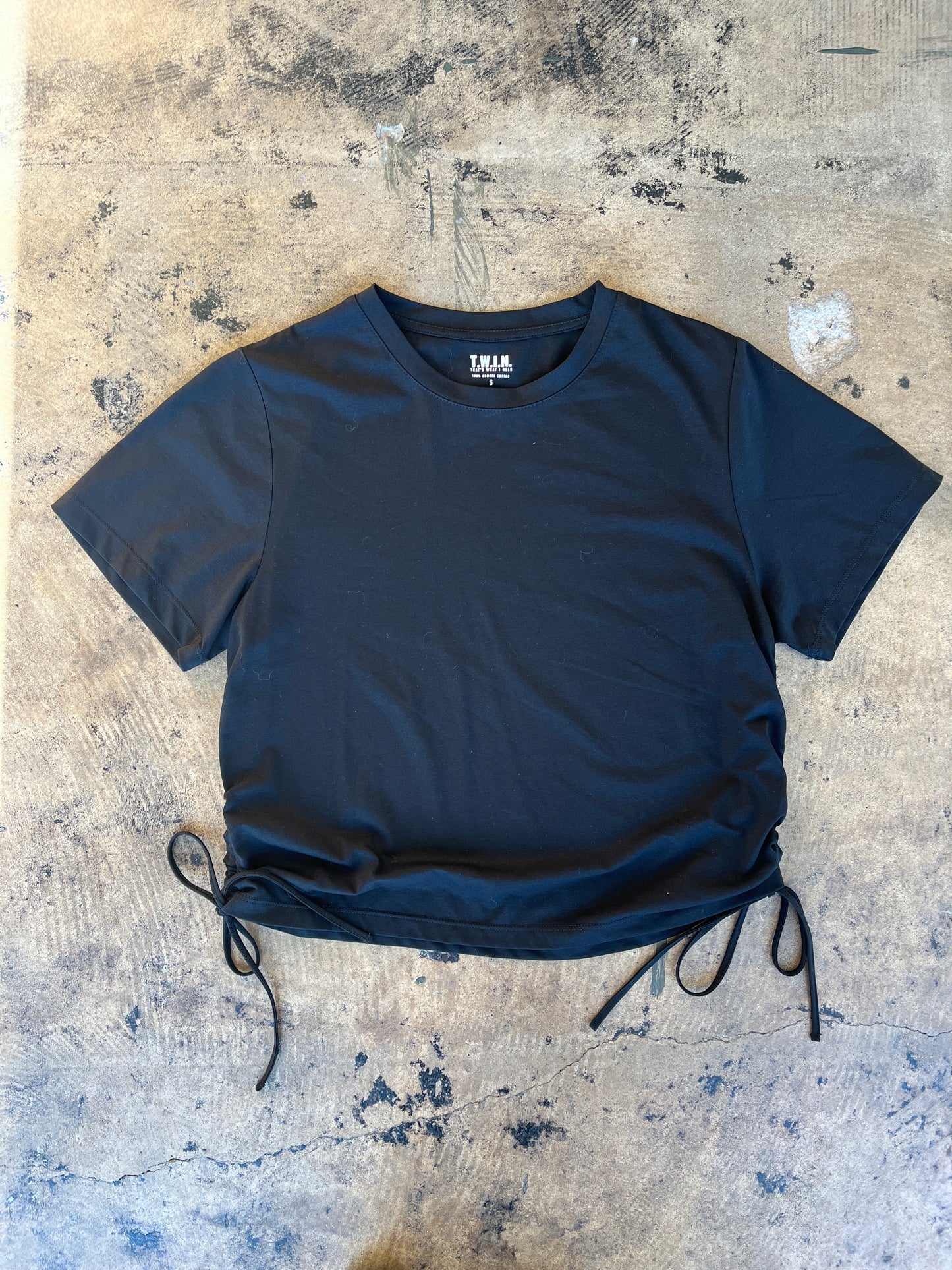 TWIN Black Side Cinch Tee