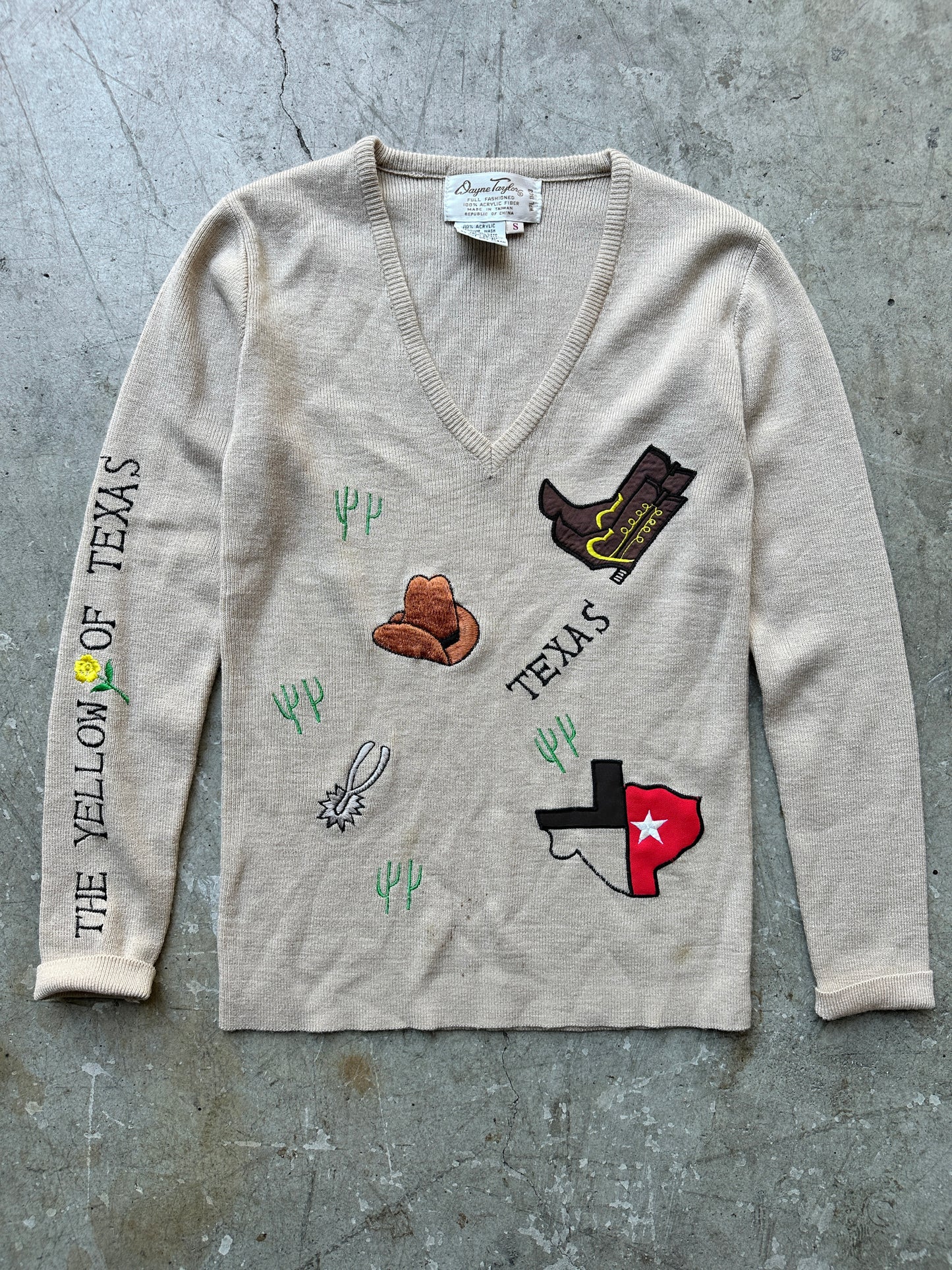 Texas Embroidered V Neck Sweater
