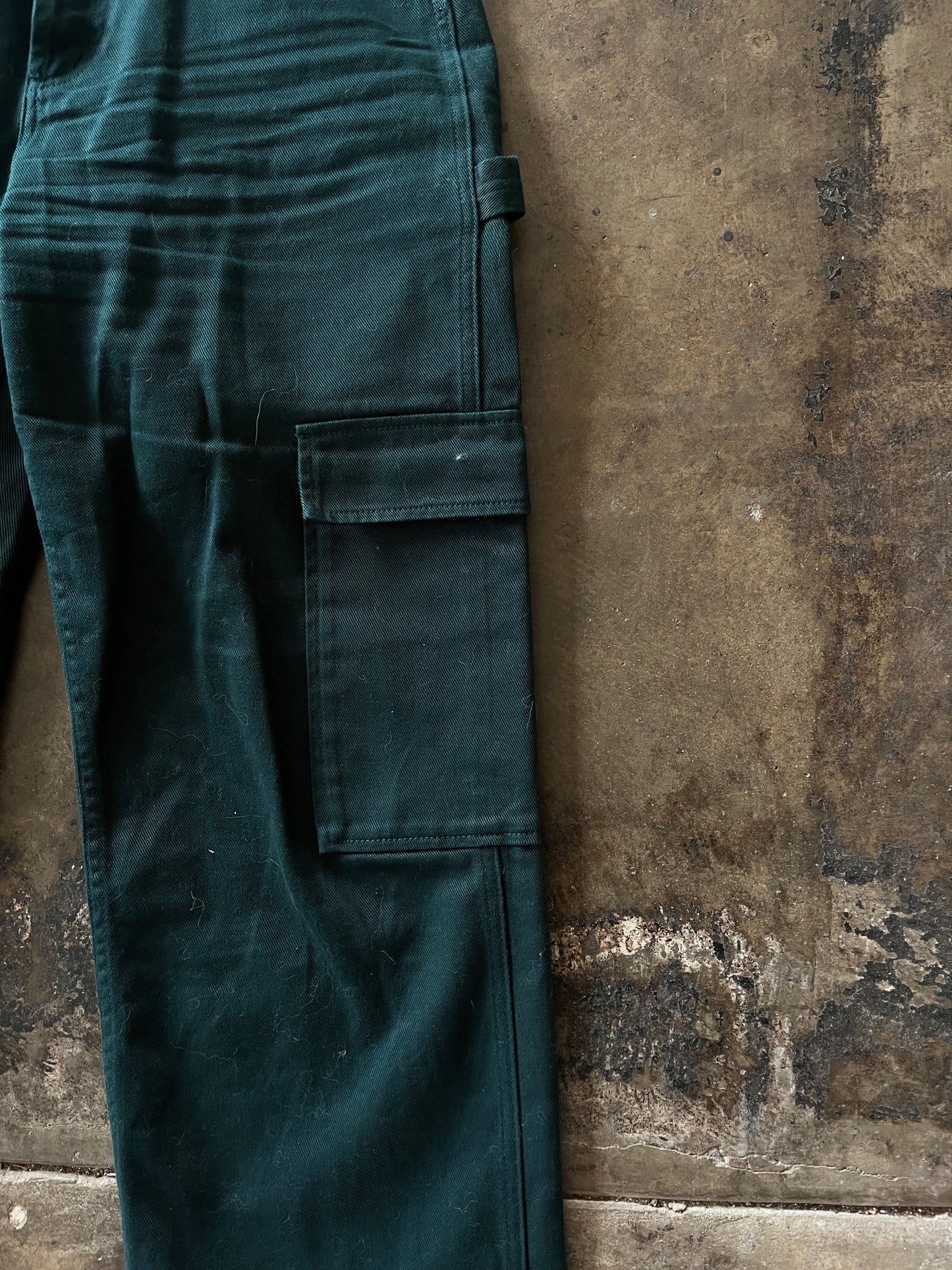 Still Here Dark Green Denim Cargo