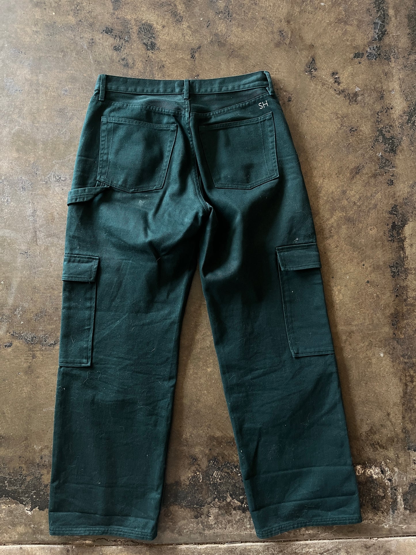 Still Here Dark Green Denim Cargo