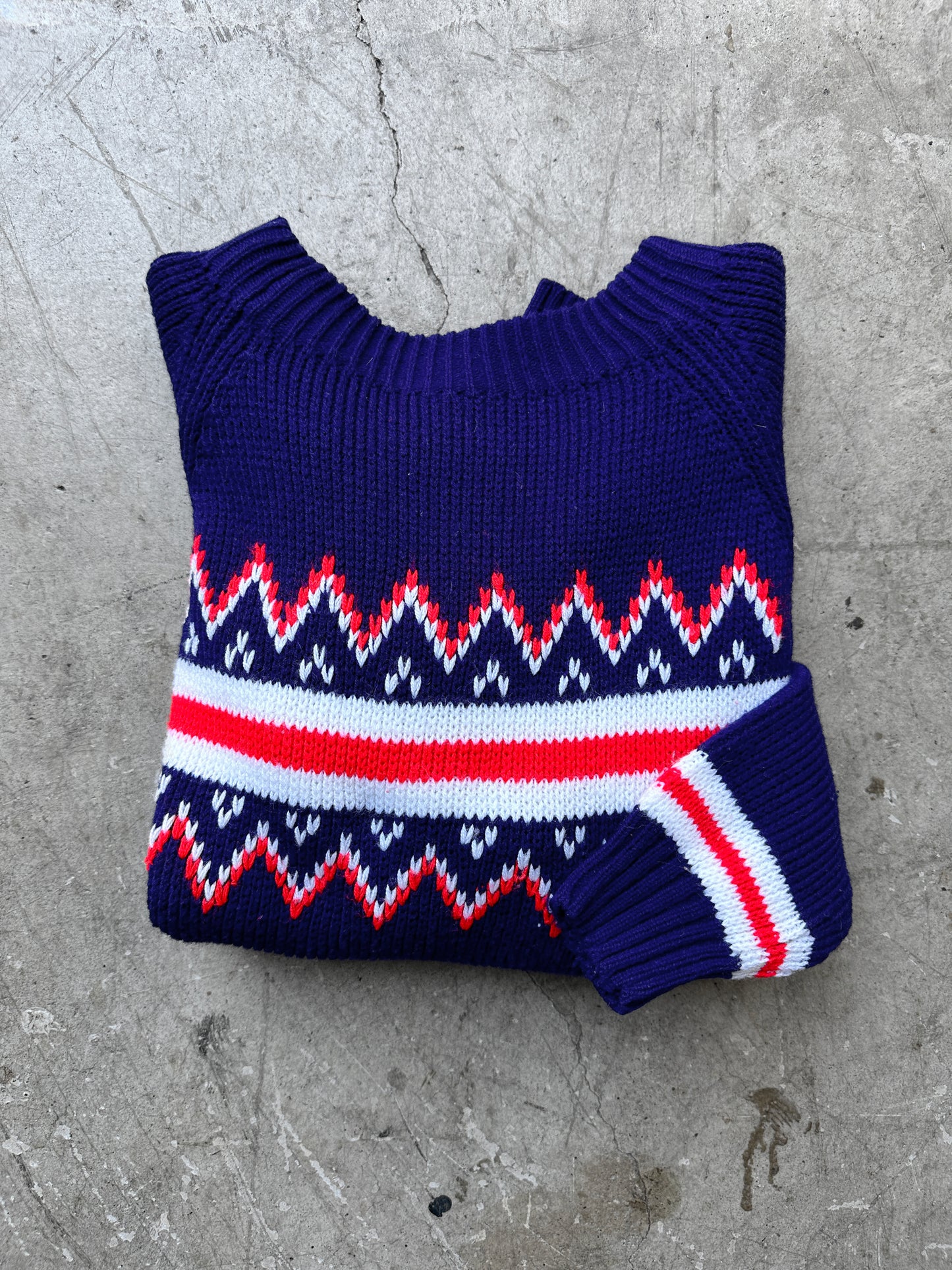Navy + Red Fair Isle Sweater