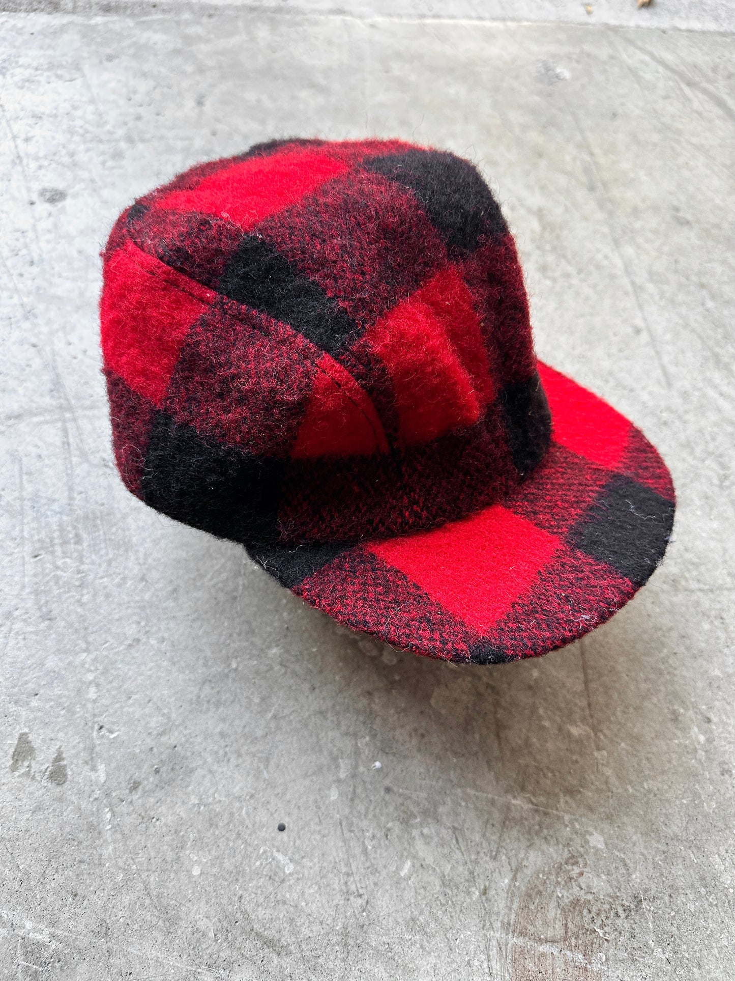 Red Wool Buffalo Plaid Hat