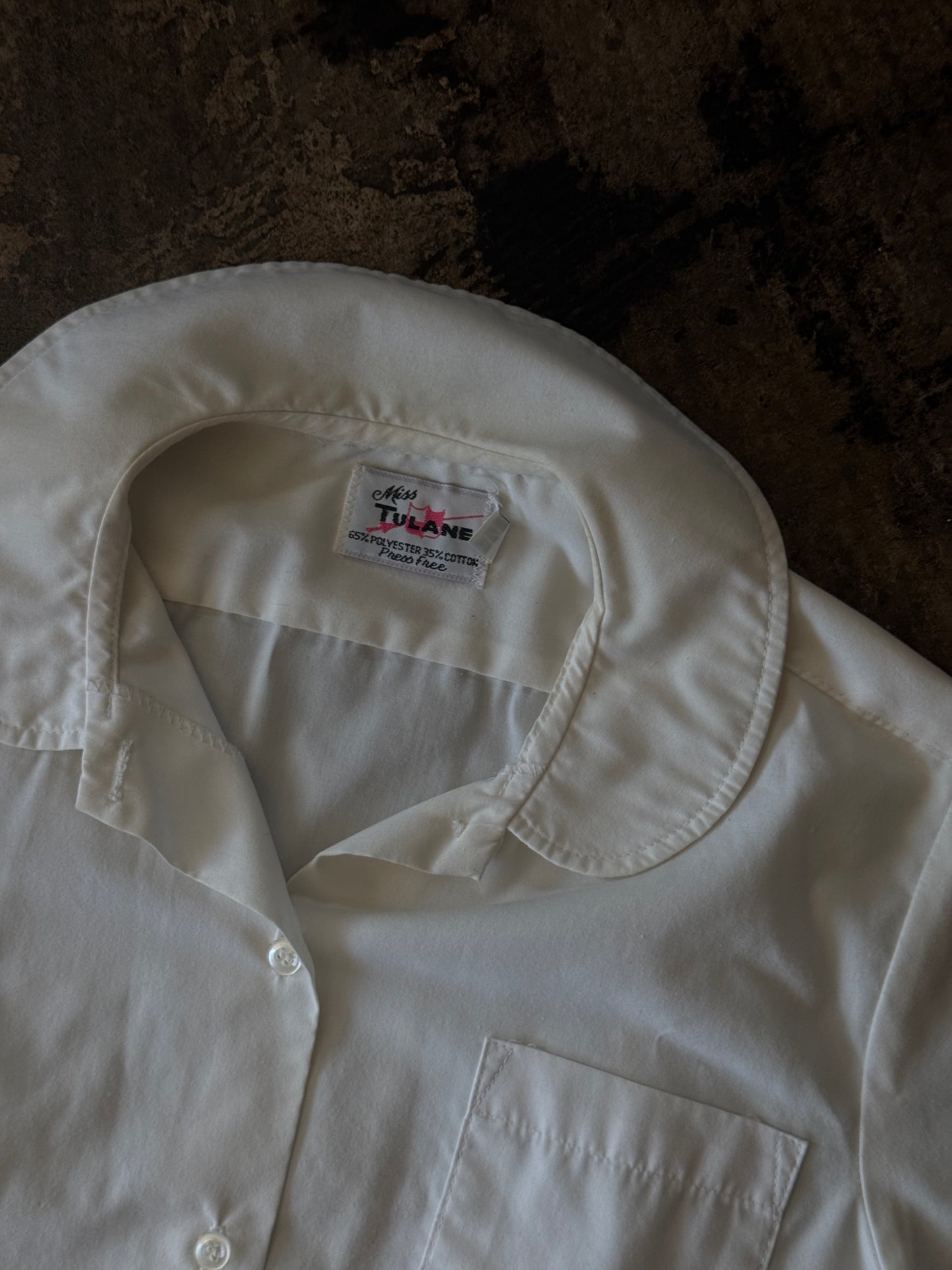Miss Tulane Peter Pan Collar Short Sleeve Button Up