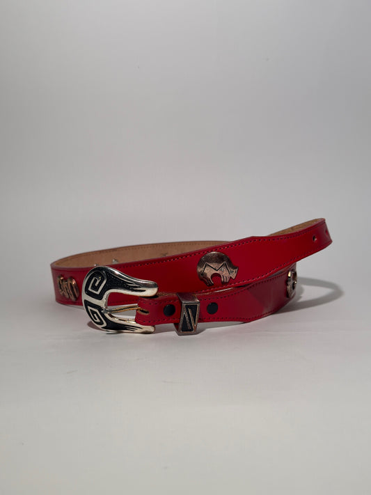 Red Leather Southwest Animal Belt