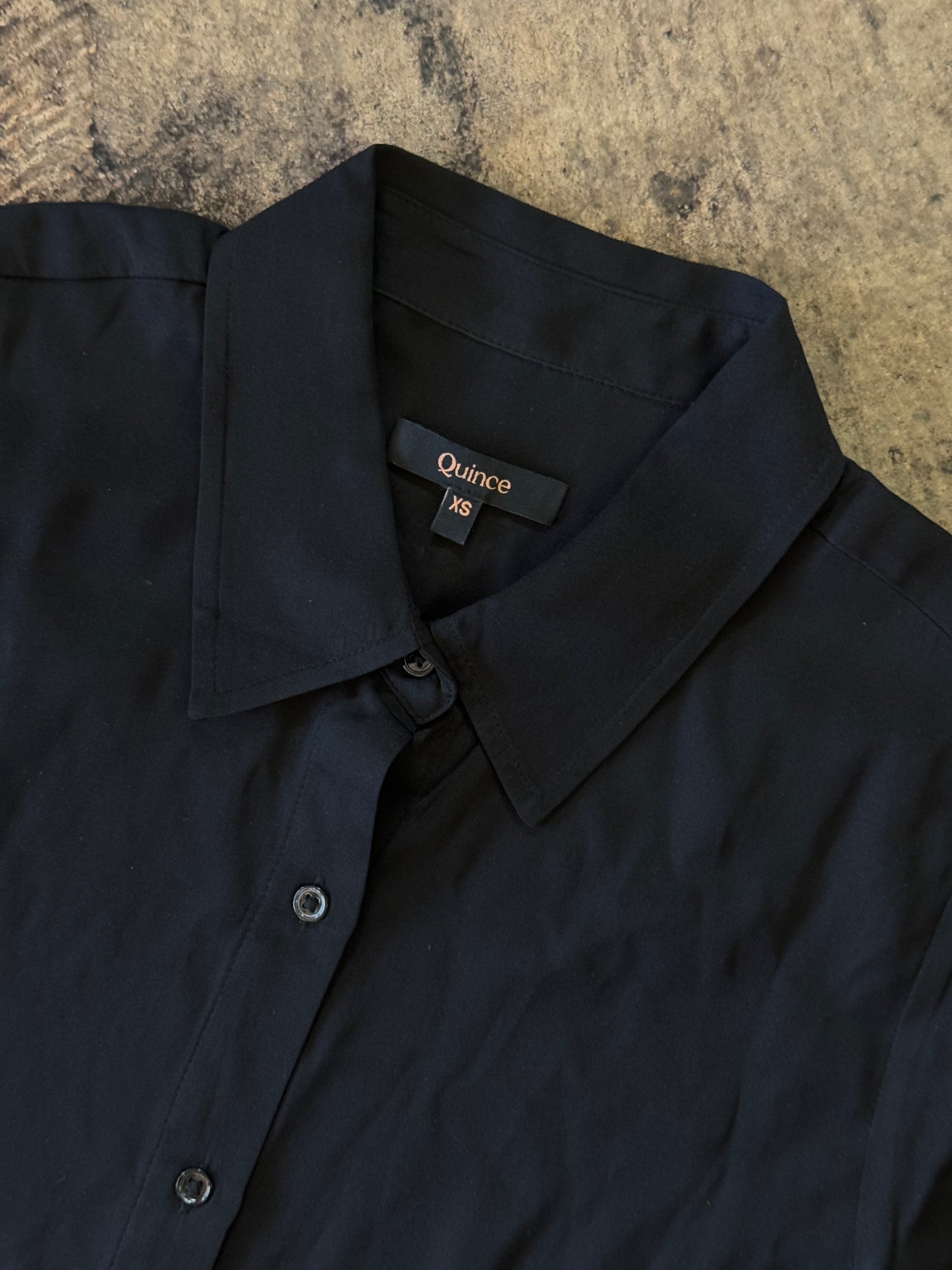 Quince Black Boxy Button Up Blouse