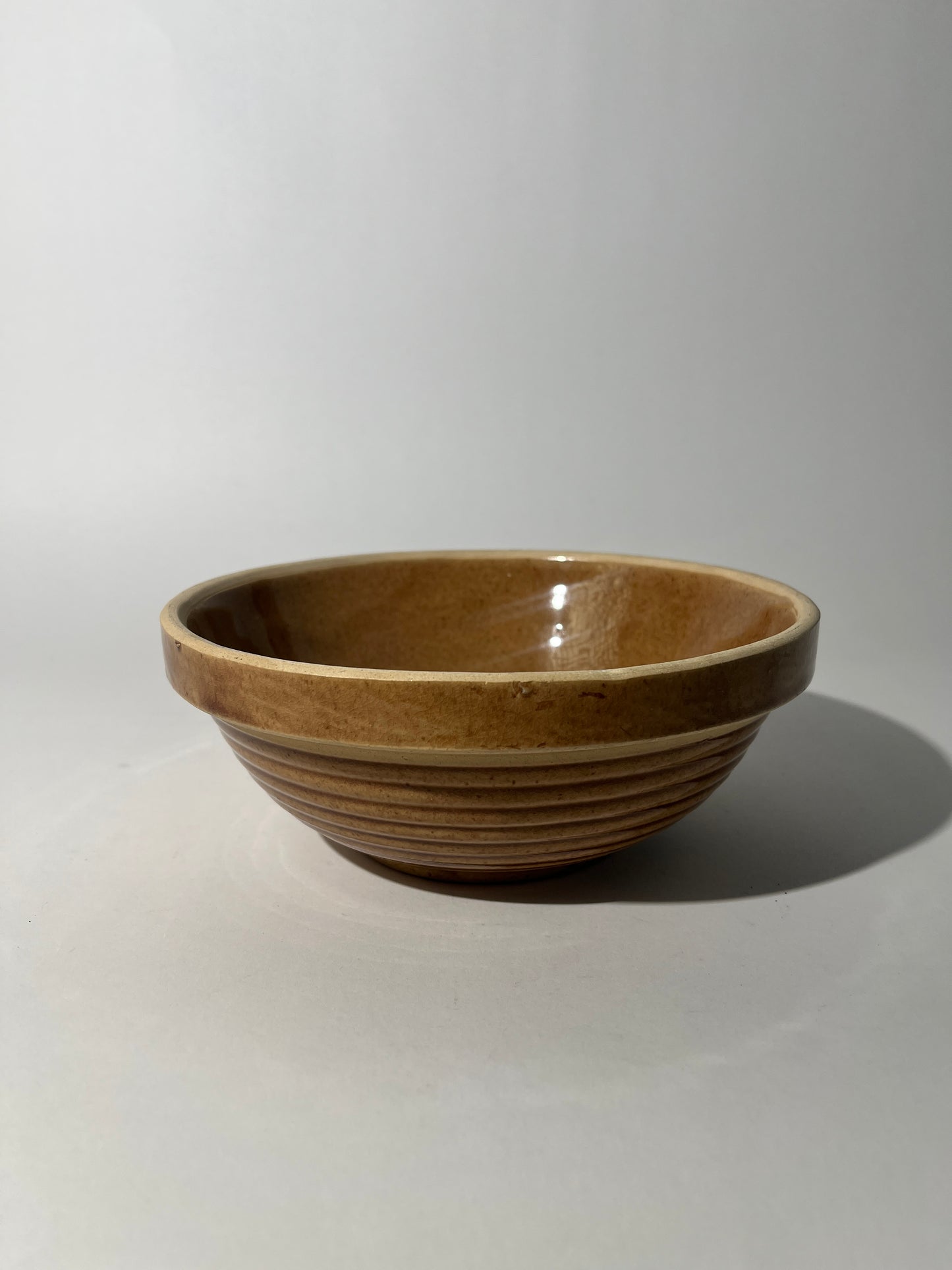Brown Ribbed Ceramic Bowl