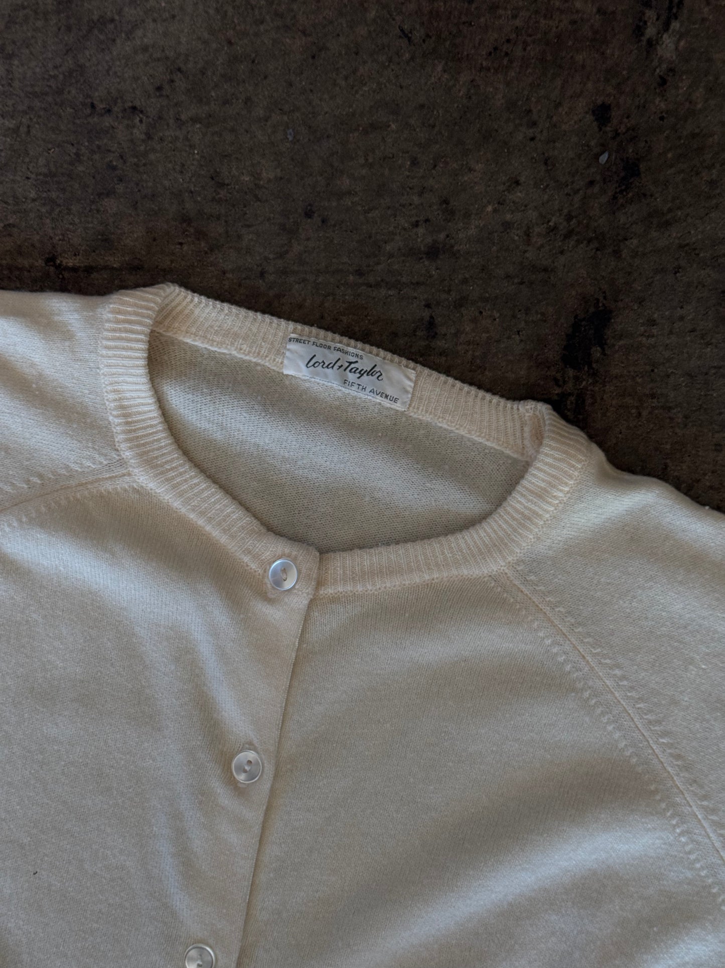 Lord + Taylor Cream Button Cashmere Cardigan