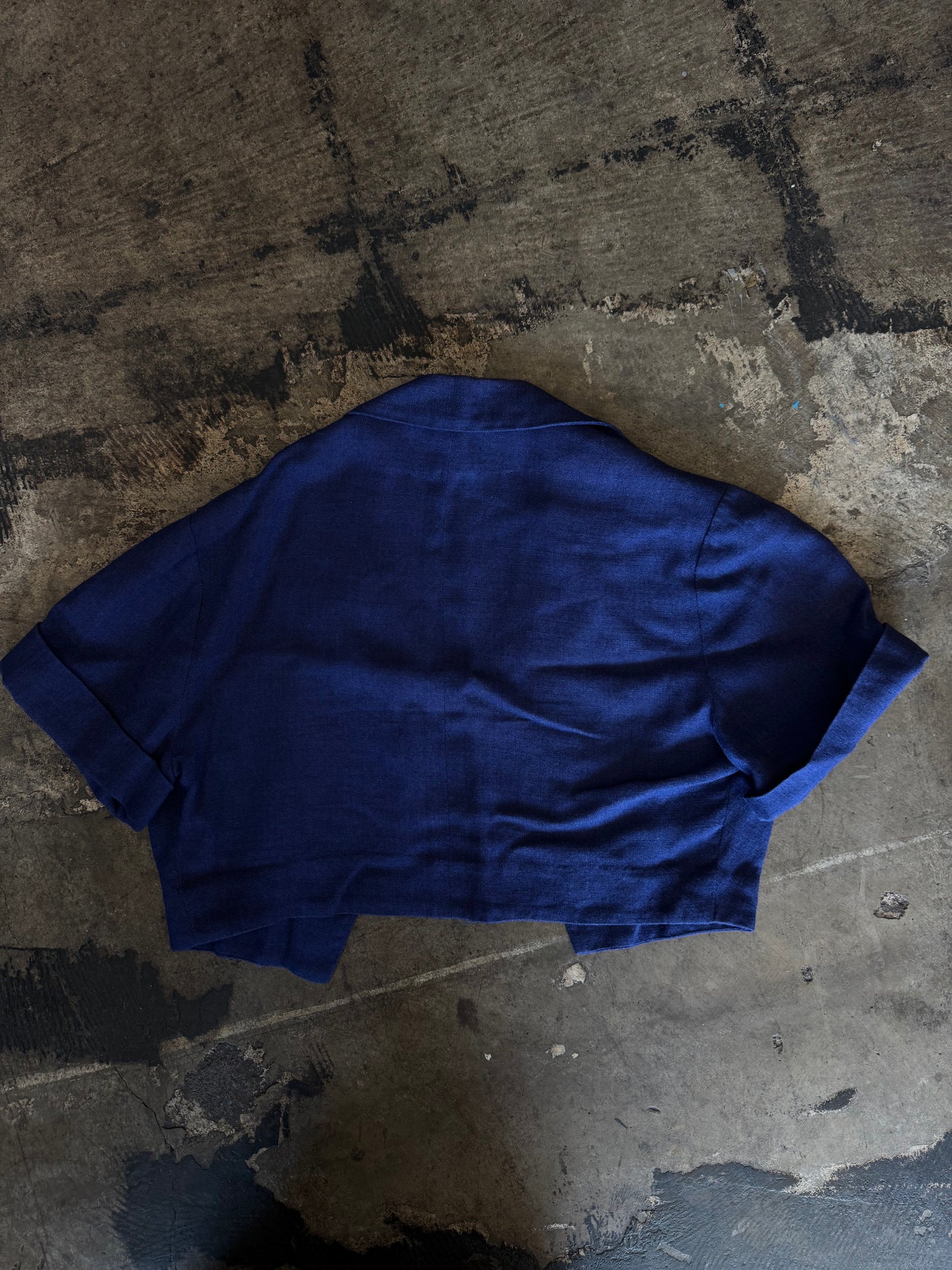 Carlye Blue Collared Crop