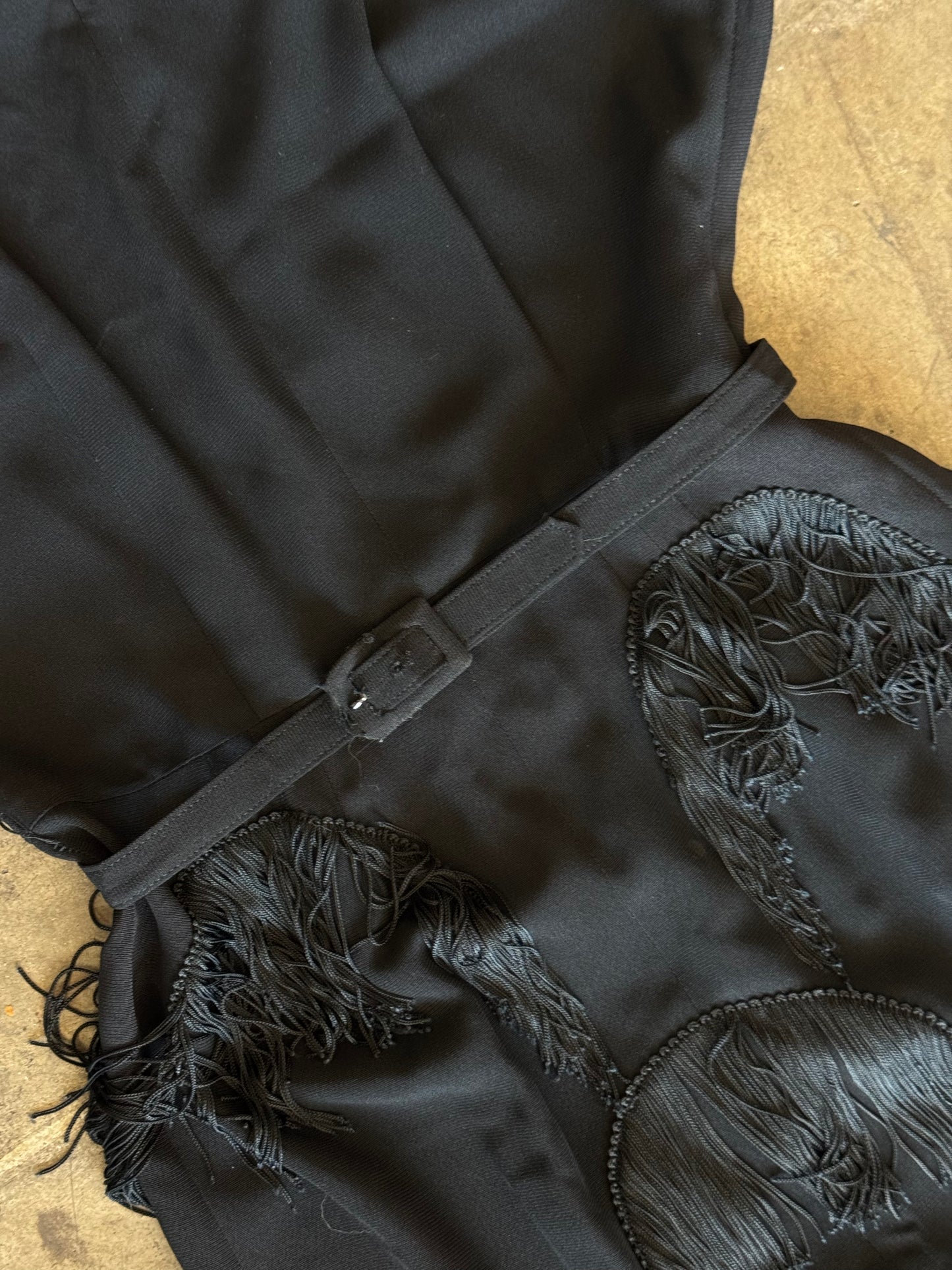 Elaine Nebenzahl Black Belted Fringe Dress